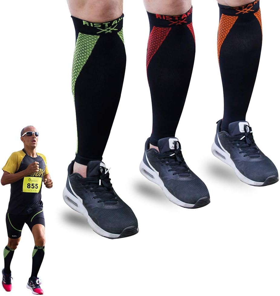 Compression Sleeve, Calf Plantar Fasciitis Socks with Arch Support for Women, Fit for Eases Swelling & Heel Spurs, Ankle Brace Support, Relieve Pain Fast, M, 3 Pairs, Multicolored