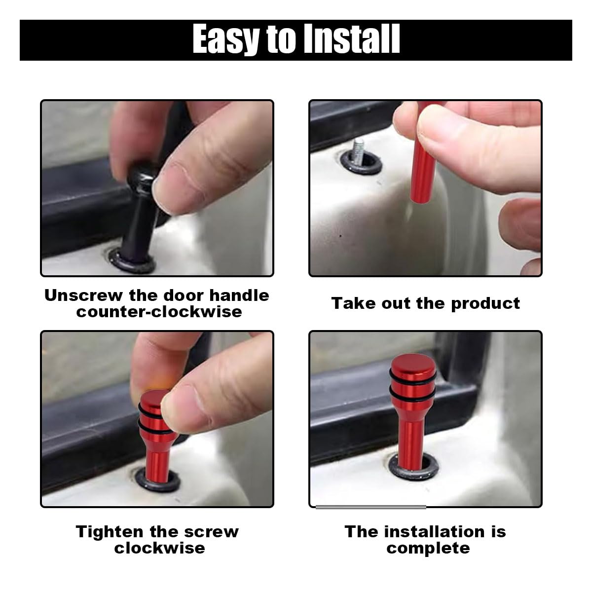 4pcs Door Lock Knob Pins For BMW 428i 2014-2016 - Aluminum Alloy, Red (Replacement Accessories)
