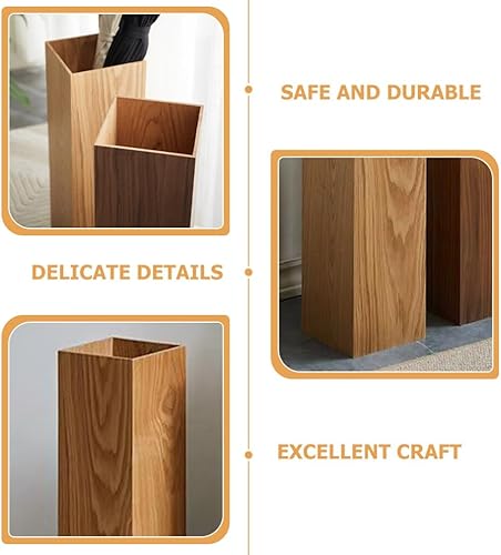 Miniatura 6 de OSALADI Soporte para paraguas de madera, rectangular, cuadrado, para bastón de caminar, soporte rústico para paraguas, barril, puerta, paraguas para