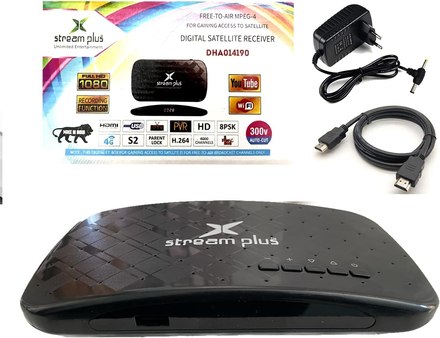 TradeZ KREA 014220 Free Dish Settop Box with Mpeg4 Technology Support USB WiFi Anteena and USB Stream 150 + Channels Mini Genuine