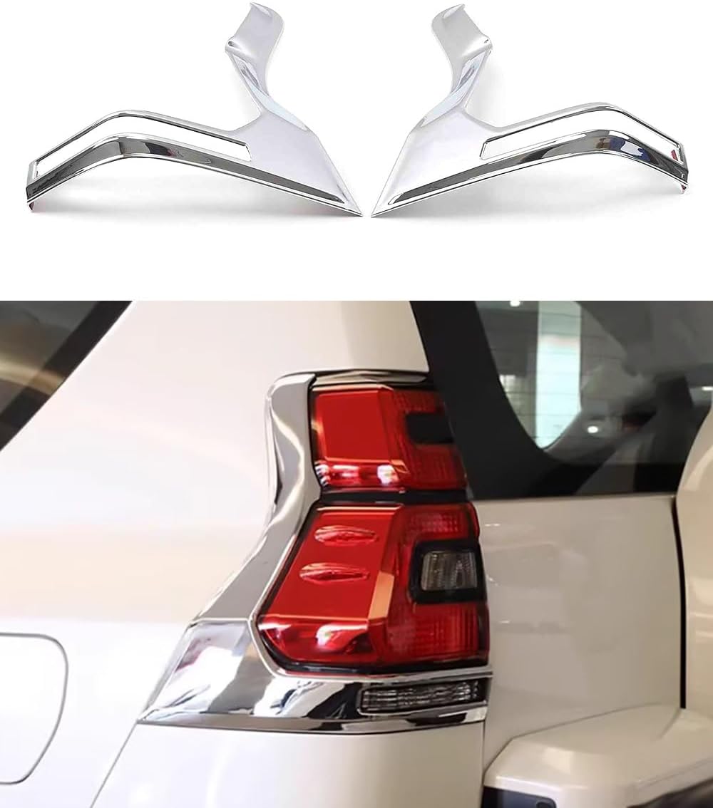 compatible with Car Accessories Fit for Toyota Land Cruiser Prado FJ150 2018-2022 ABS Chrome Exterior Rear Tail Light Cover Trim 2PCS Set