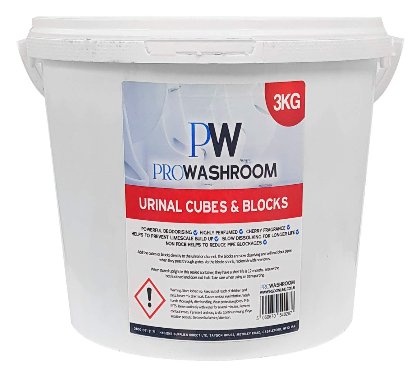 PW PROWASHROOM Urinal Channel Blocks 3KG Cherry Fragrance Non PDCB Slow Dissolving 30