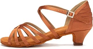 Girls Latin Dance Shoes Low Heels Tango Salsa Ballroom Practice Performance Dancing Shoes,608