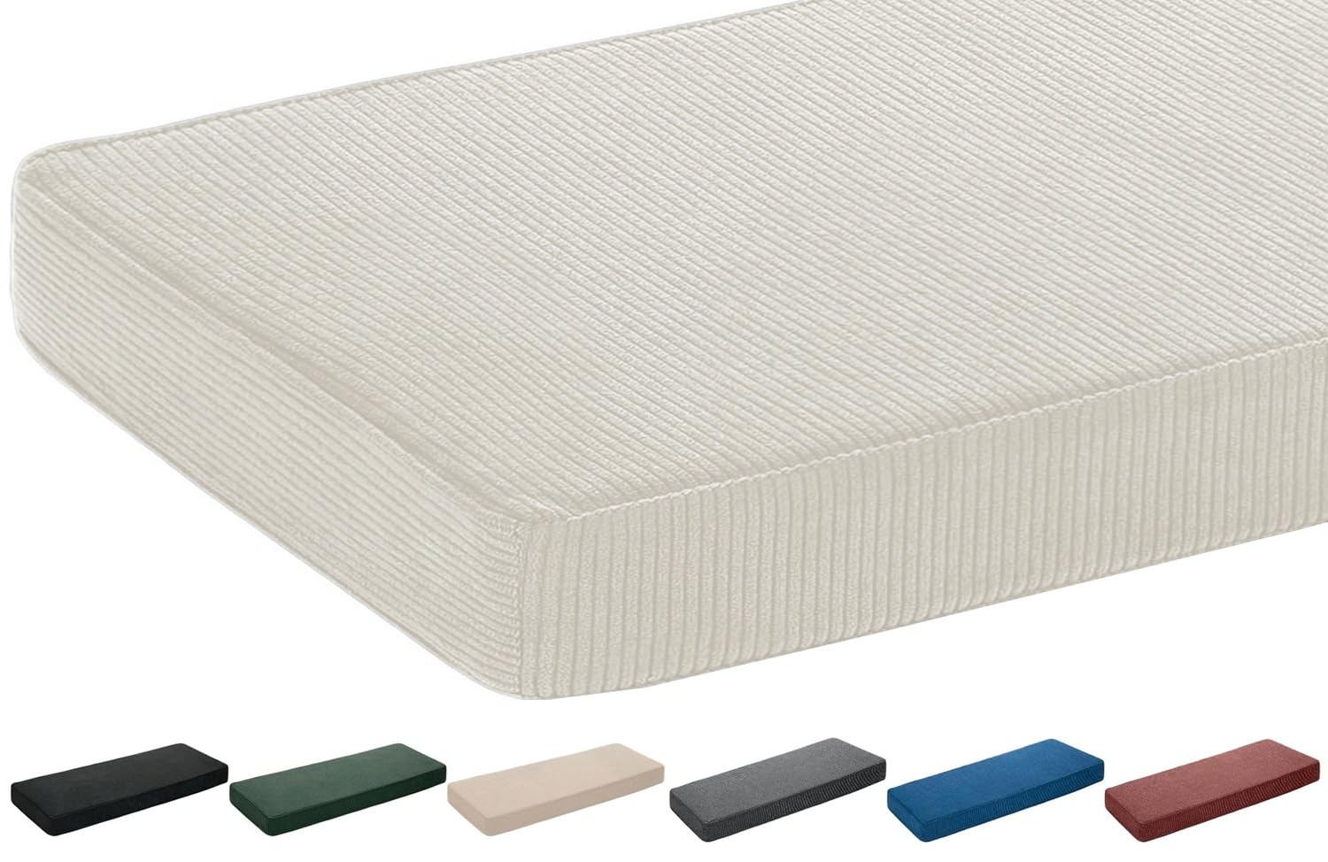 Bankauflage Sitzkissen 5 cm dick, Waschbar & rutschfest - 120x40 100x40 150x50 160x40 80x40 cm - Aus Cord für Bank, Fensterbank, Gartenmöbel und Terrasse(Beige,120x40cm x5cm Thick)