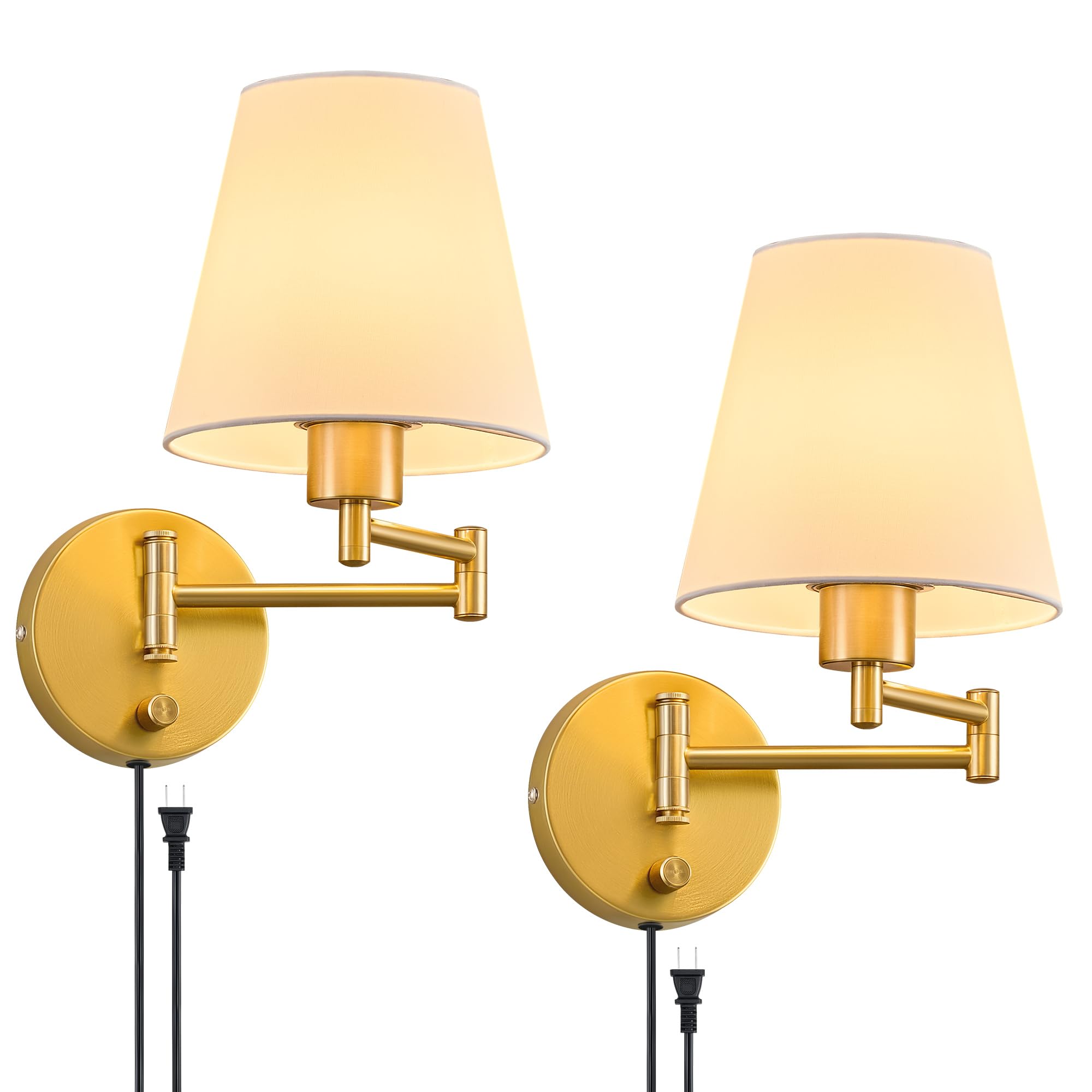 Photo 1 of VONLUCE Swing Arm Wall Sconce Set - 2 Pack, Gold Finish