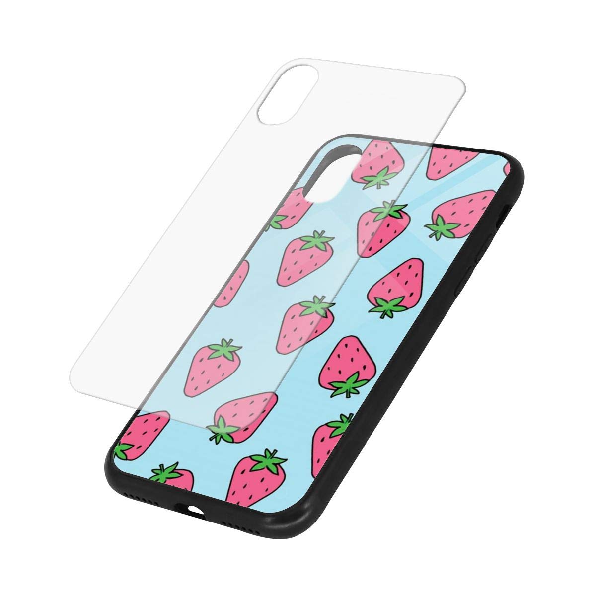 Custodia sottile in morbido TPU trasparente con fragole per iPhone Xs Max, custodia morbida flessibile compatibile per Xs Max da 6,5 pollici (versione 2018)