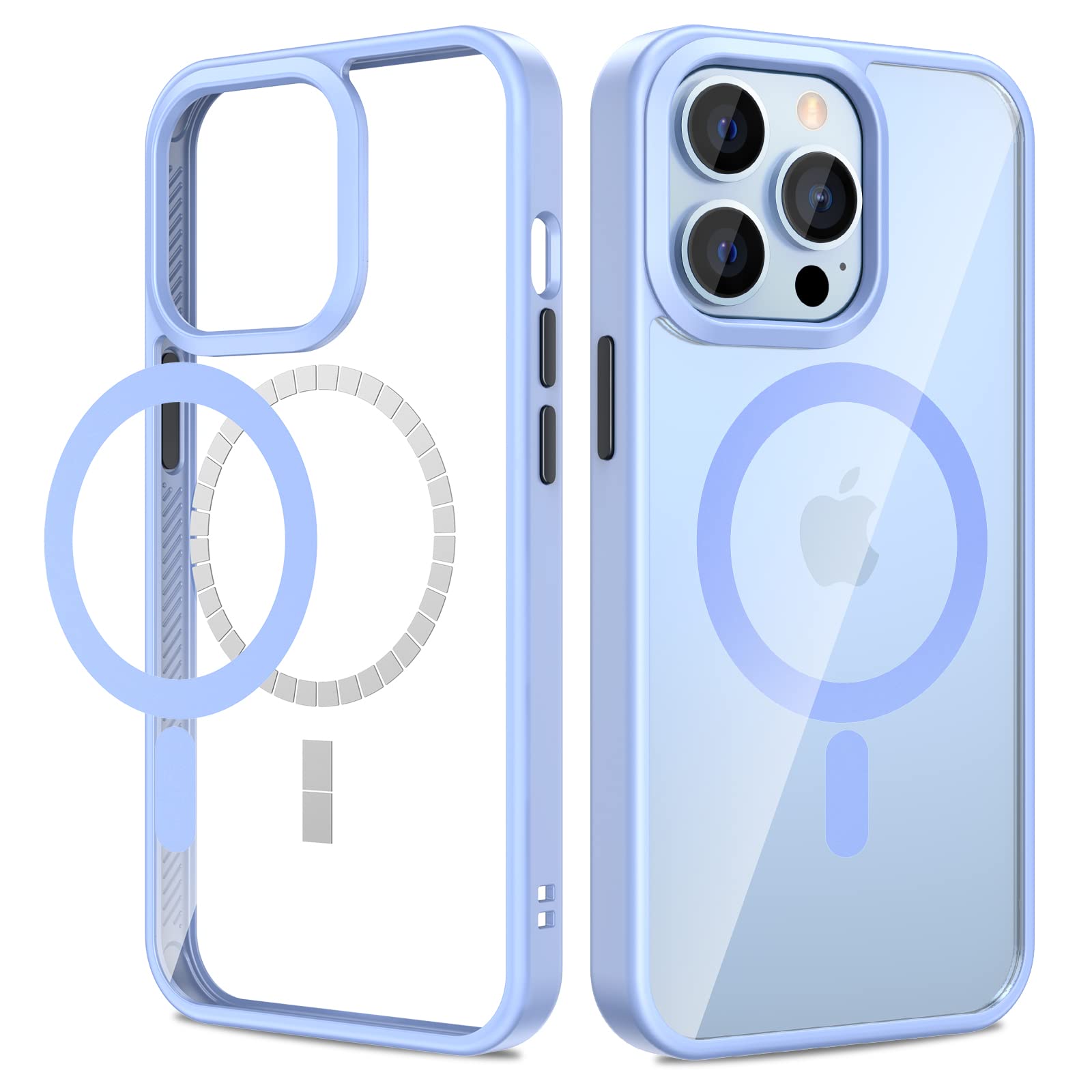 VEGOfor iPhone 13 Pro Case, iPhone 13 Pro Magnetic Case with Built in Strong Magnets, Clear Hard PC Back + Soft TPU Frame Slim Shockproof Drop Protection Case for iPhone 13 Pro 6.1" - Sierra Blue