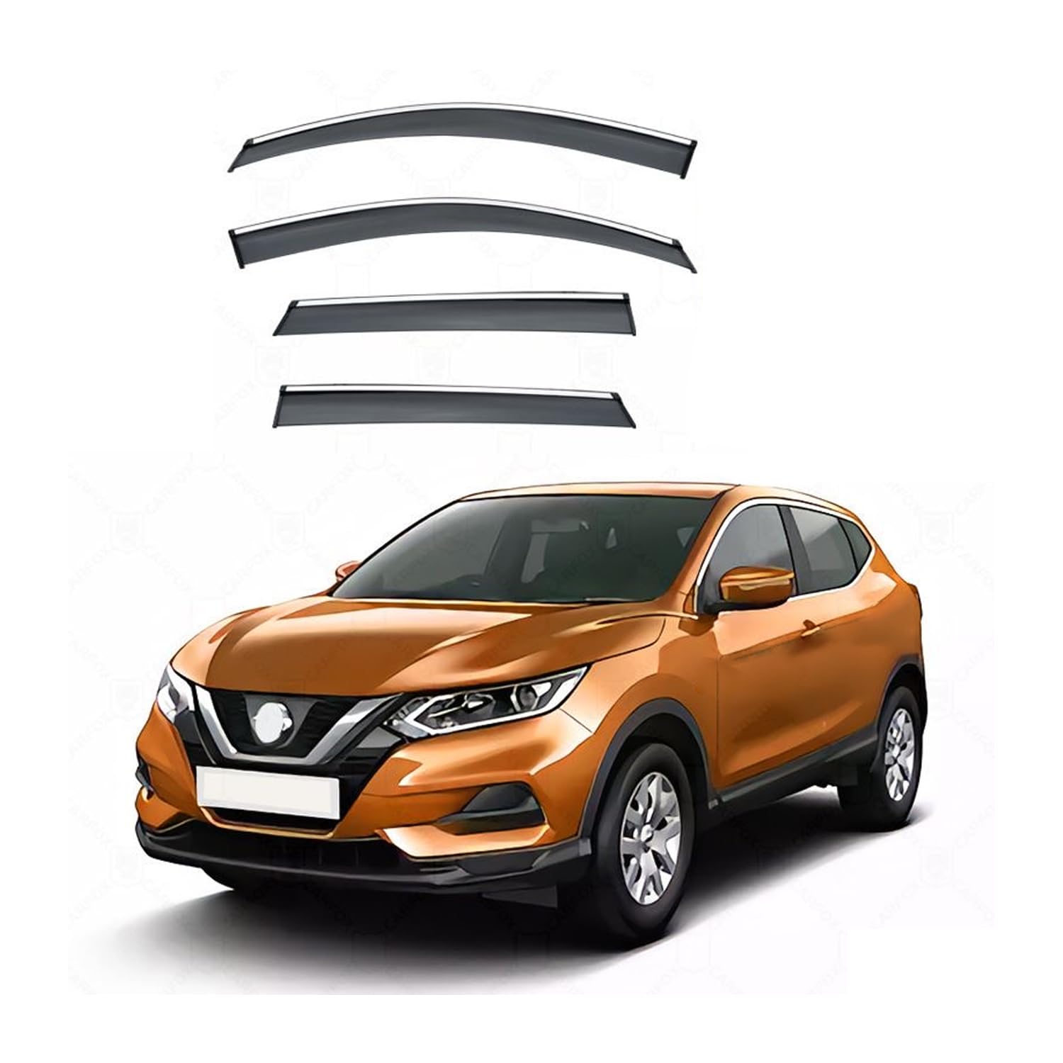 ONEMAJI 4 Piece Black Wind Deflectors for NISSAN QASHQAI MK2-J11 2016-2021, Window Visors Rain Guards Vent Shades Wind Deflector Set for Side Windows