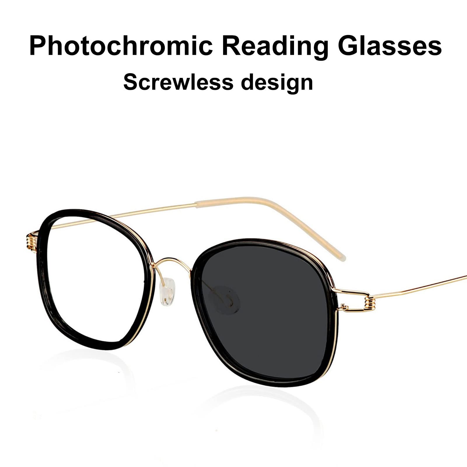 BAFAFA Gafas Presbicia,Transición Fotocromática De Gafas De Lectura, Gafas Inteligentes Que Cambian De Color, Gafas De Sol Anti UV De Montura Ligera Unisex (Color : Silver, Size : +1.0)
