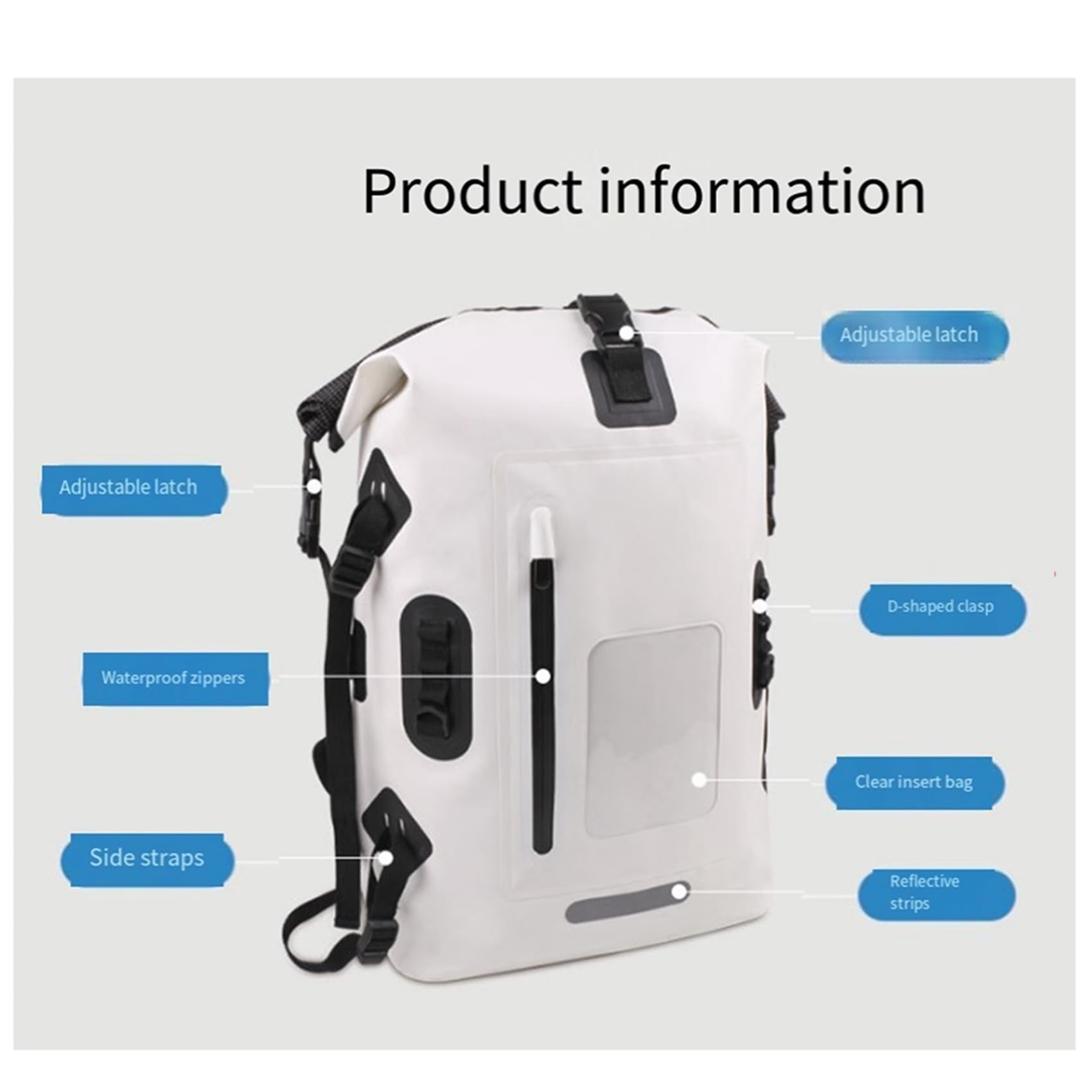 Azull 30L Angel-Rucksack Angeltasche Trockenbeutel F¨¹rs Angeln zum Wandern, Driften, Schwimmen und Kajakfahren, mit Schultergurten und K?der-Eimer, in Schwarz