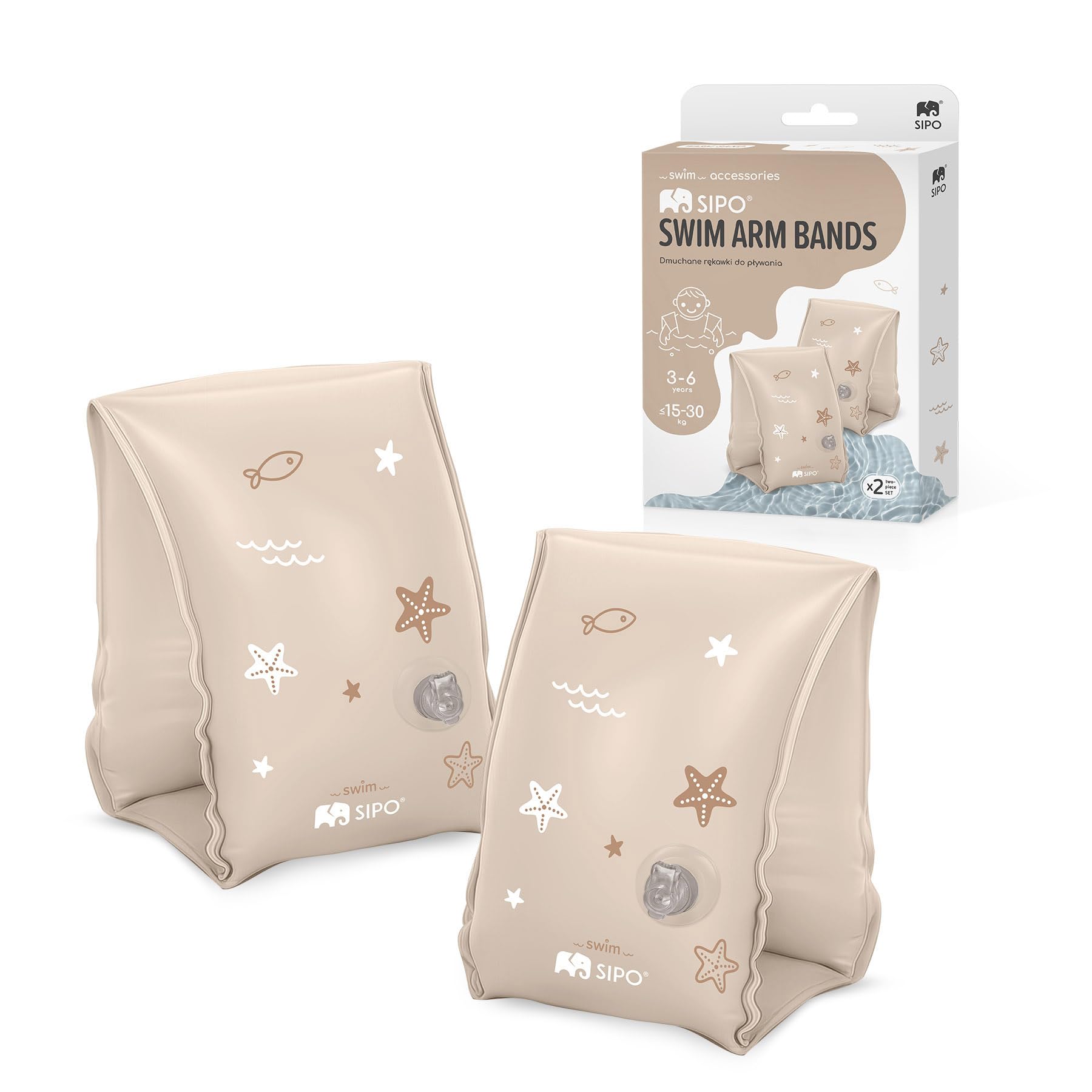 SIPO Bouée rose pour enfants de 3 à 6 ans - Aide à la natation gonflable pour apprendre à nager - 15-30 kg - Pour les vacances à la piscine, les vacances et le plaisir aquatique (beige)