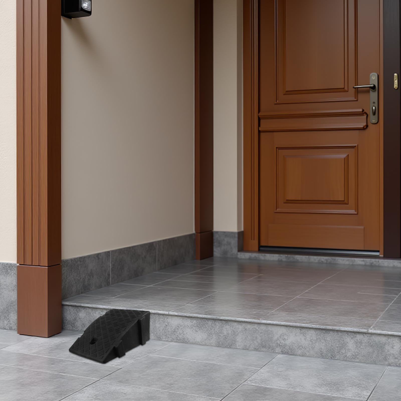 Ipetboom Rampa de Umbral Negra Antideslizante de 16 Cm Sistema de Anclaje para Silla de Ruedas y Cochecito, Rampa de Movilidad Portátil para Interior y Garaje