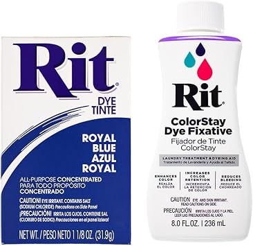 All Purpose Concentrated Rit Dye Powder Multi-Packs for Clothing, Decor, and Crafts Royal Blue with ColorStay Fixative