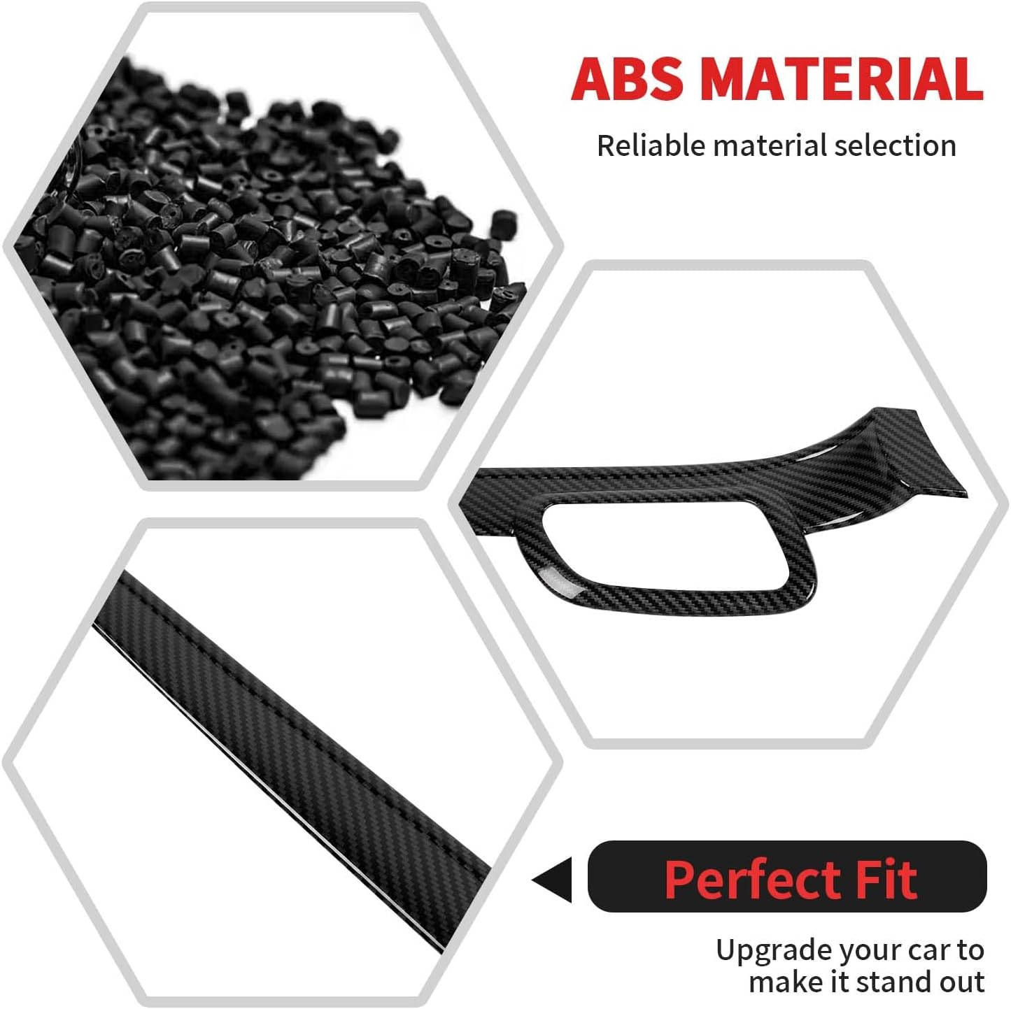 RT-TCZ Inner Door Handle Cover Trim Decor Interior Accessories for Jeep Grand Cherokee 2011-2020 (Black Carbon Fiber)