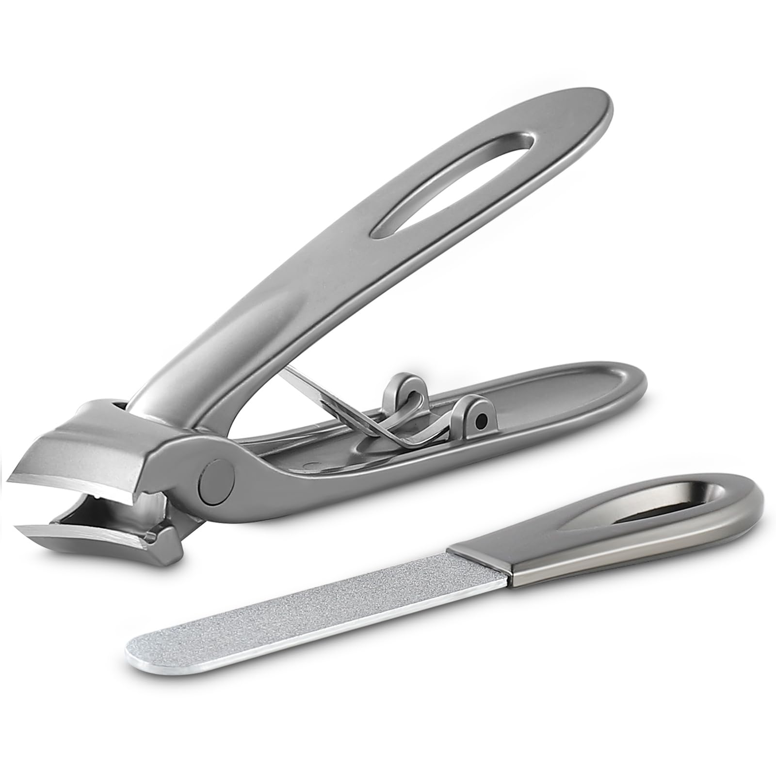HAWATOUR Nail Clippers with Nail File for Ingrown Toenails 10mm Wide Jaw Opening Ultra Sharp Slant Curved Cutting