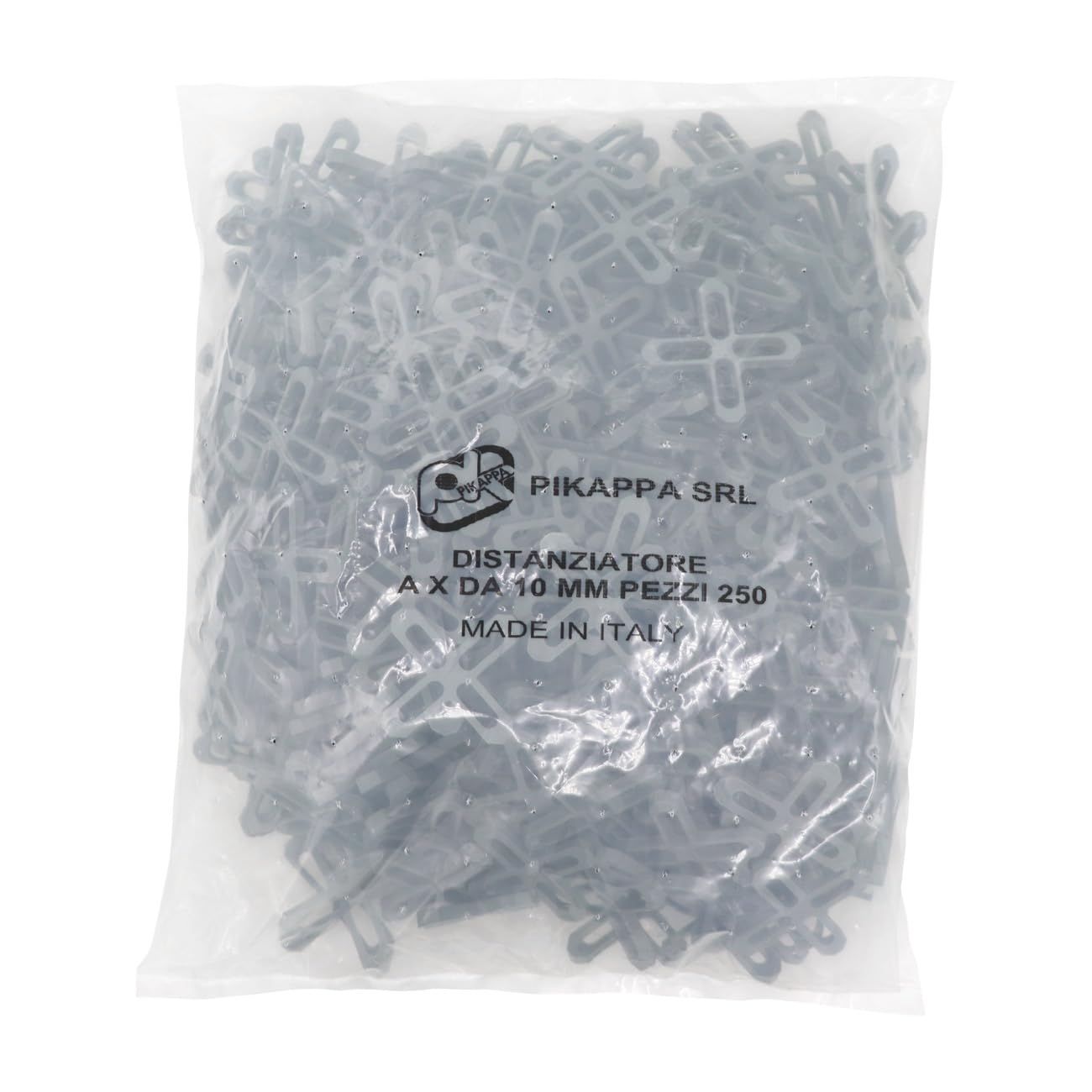 655 Distanziatore a croce da 10 mm per piastrelle e rivestimenti. Colore Grigio. Sacchetto da 250 pezzi