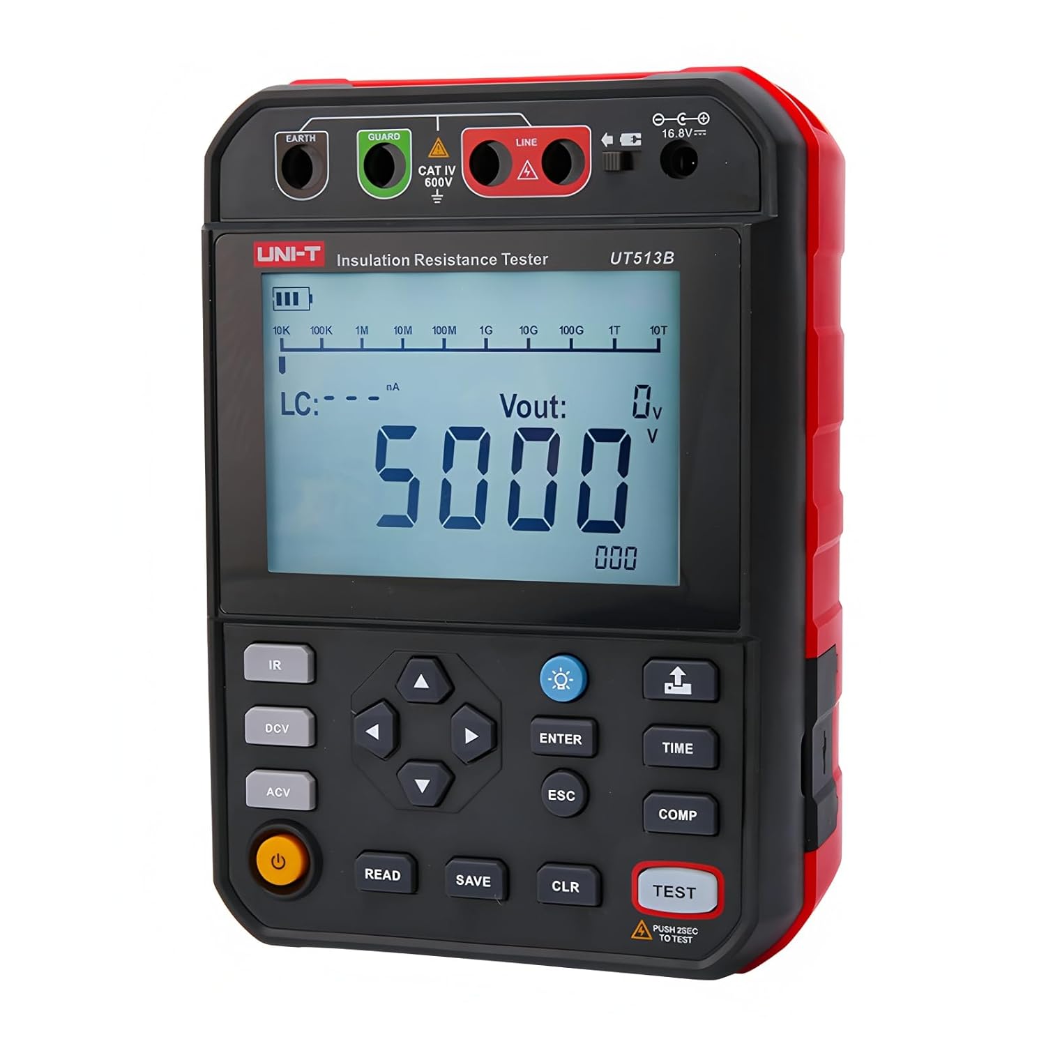 UNI-T Uni-Trend UT513B/UT513C 5kV Insulation Resistance Testers;PI & DAR Measurement/Data Storage/PC Communication Measurement Resistance Tester Megohm Meter(UT513B)