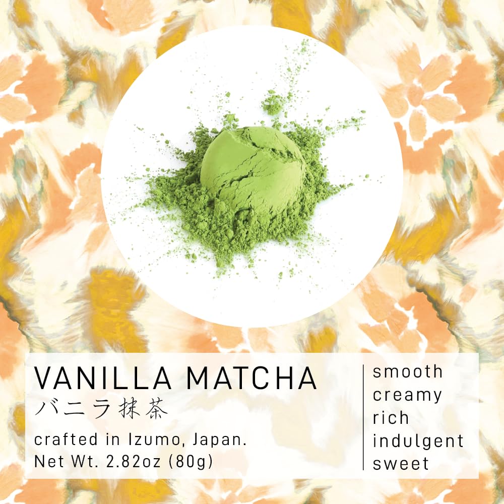 Nanika Premium Vanilla Matcha Powder | Japanese Green Tea with Vanilla Flavor from Izumo, Japan | Shade Grown – Smooth & Creamy (80g | 2.82oz) | 40+ Servings