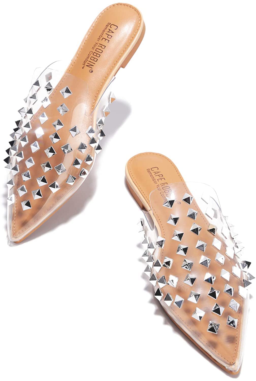 Cape RobbinSierra Bedazzled Pointed Toe Mule Flats