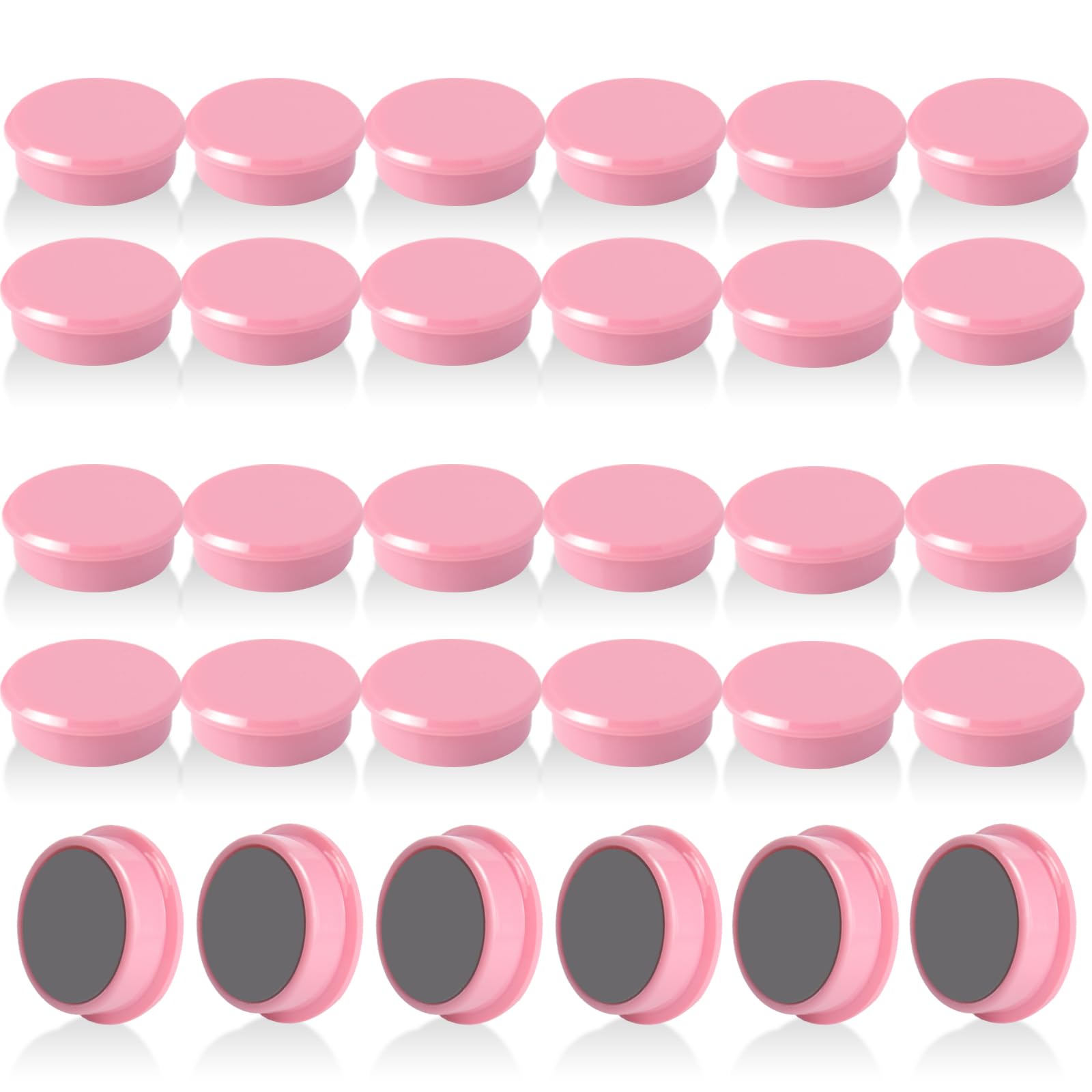 QOJOPU Fridge Magnets, 30PCS Strong Magnet - Pink Round Decorative Mini Magnets Heavy Duty for Crafts, Notice Board - Small Cute Whiteboard Magnets or Adults, Office, School, Classroom - Magnetic Dots