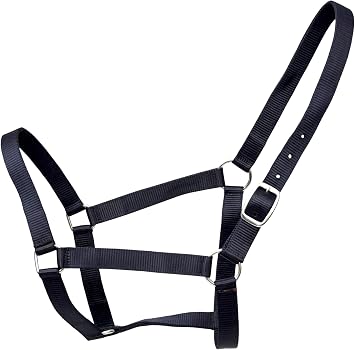 Nylon PP Halter Plain Horse Halter, Triple Ply Cheek Design Non-Adjustable Durable Halter for Horses Equine Tack, Comfortable Fit, Stable and Training Gear