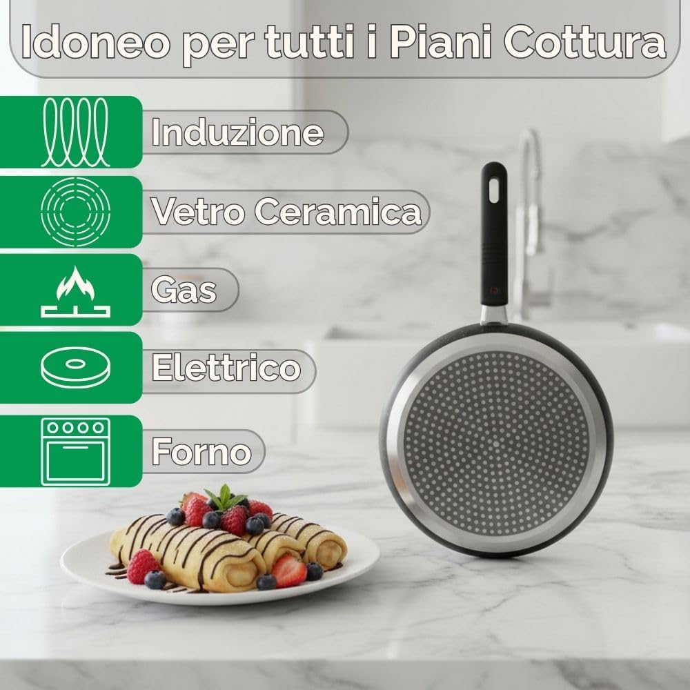 ECODE® Padella Antiaderente per Induzione e Gas 24 cm con Manico Removibile – Adatta a Forno, Lavastoviglie e Tutti i Piani Cottura – Padelle in Alluminio Fuso Non Tossiche con Indicatore Temperatura