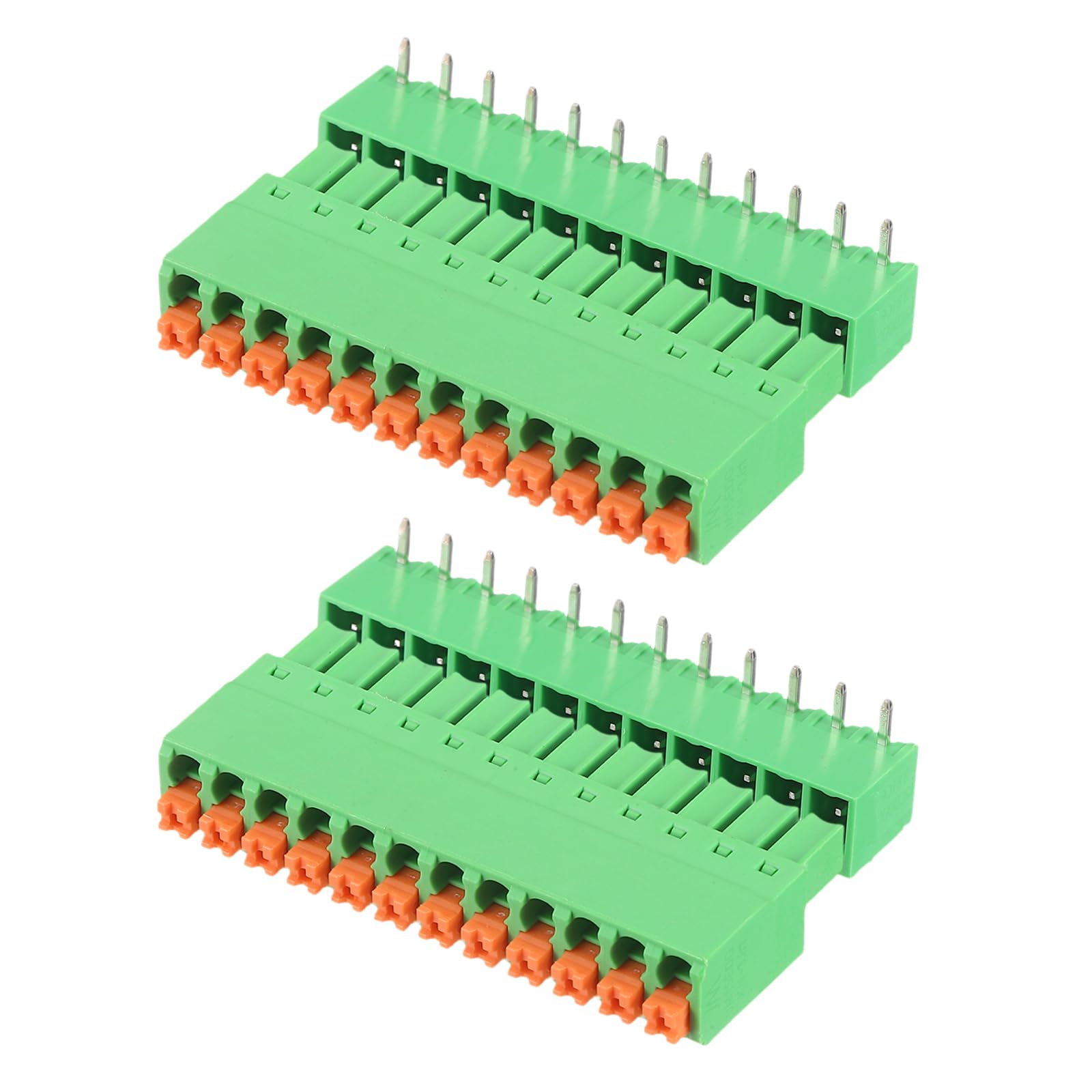 sourcing map 2set 3.81mm 0.15" Pitch Spring PCB Terminal Block Connector 12 Pin 90 Degree Pin Male Female Pluggable Quick PCB Wiring Terminals for 26-16AWG Cable Mechanical Equipment, Green