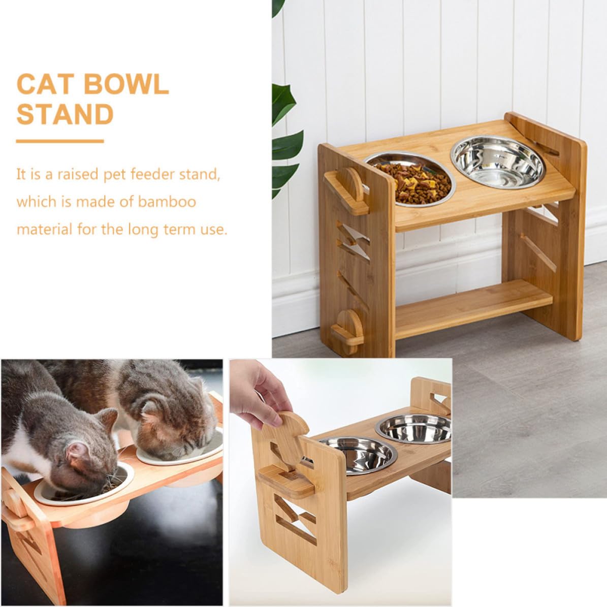 Zerodeko Supporto per Ciotole Cane e Gatto Rialzato, Doppia, Alimentazione Elevata per Protezione del Collo, per Casa, Accessorio Mangiatoia per Animali Domestici, Kaki