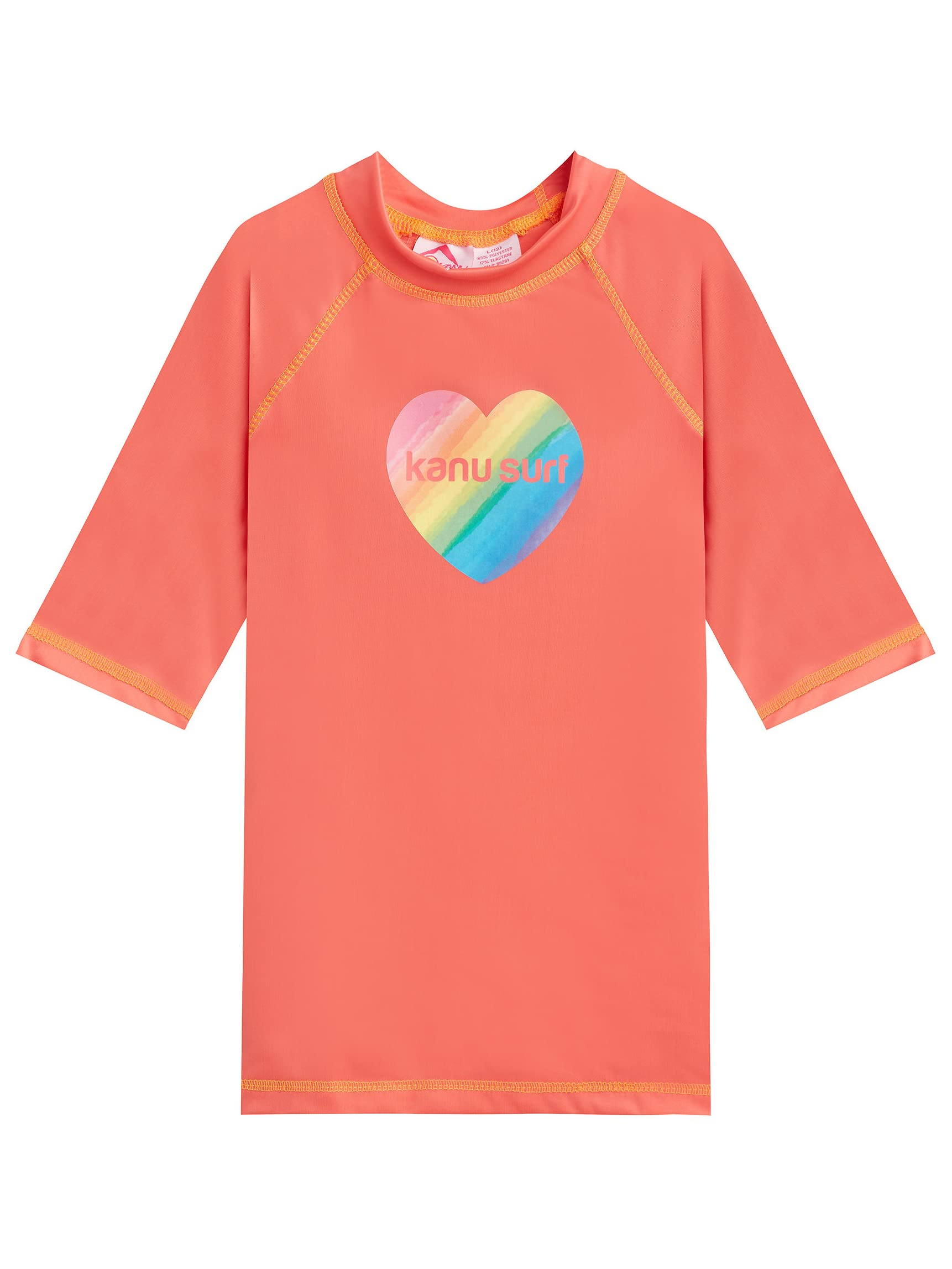 Kanu Surf Girls' Jade Rash Guard UPF 50+ Sun Protection Short Sleeve Swim Shirt