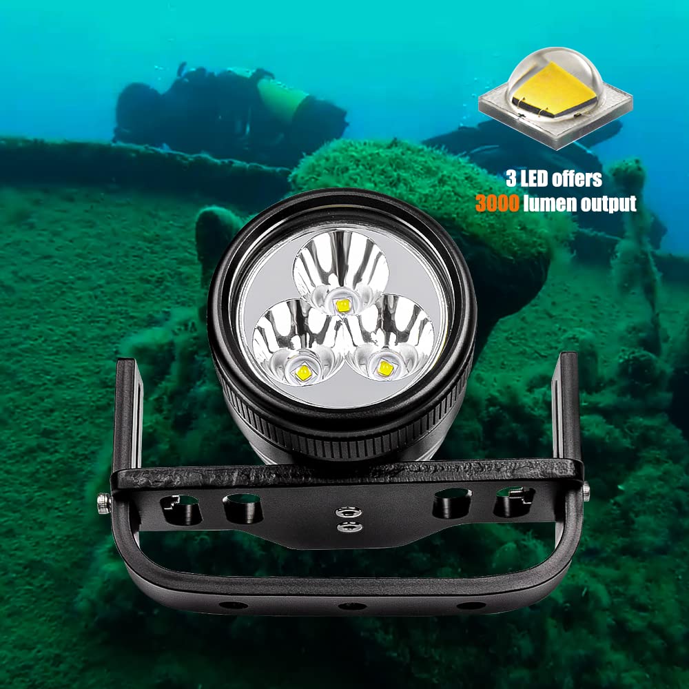 WD70 Taucherleuchten 3000 Lumen Taucher Taschenlampe Split Tauchtaschenlampe Geteiltes Tauchlicht Wasserdichtes Handlicht für professionelle Tauchsportaktivitäten im Freien usw