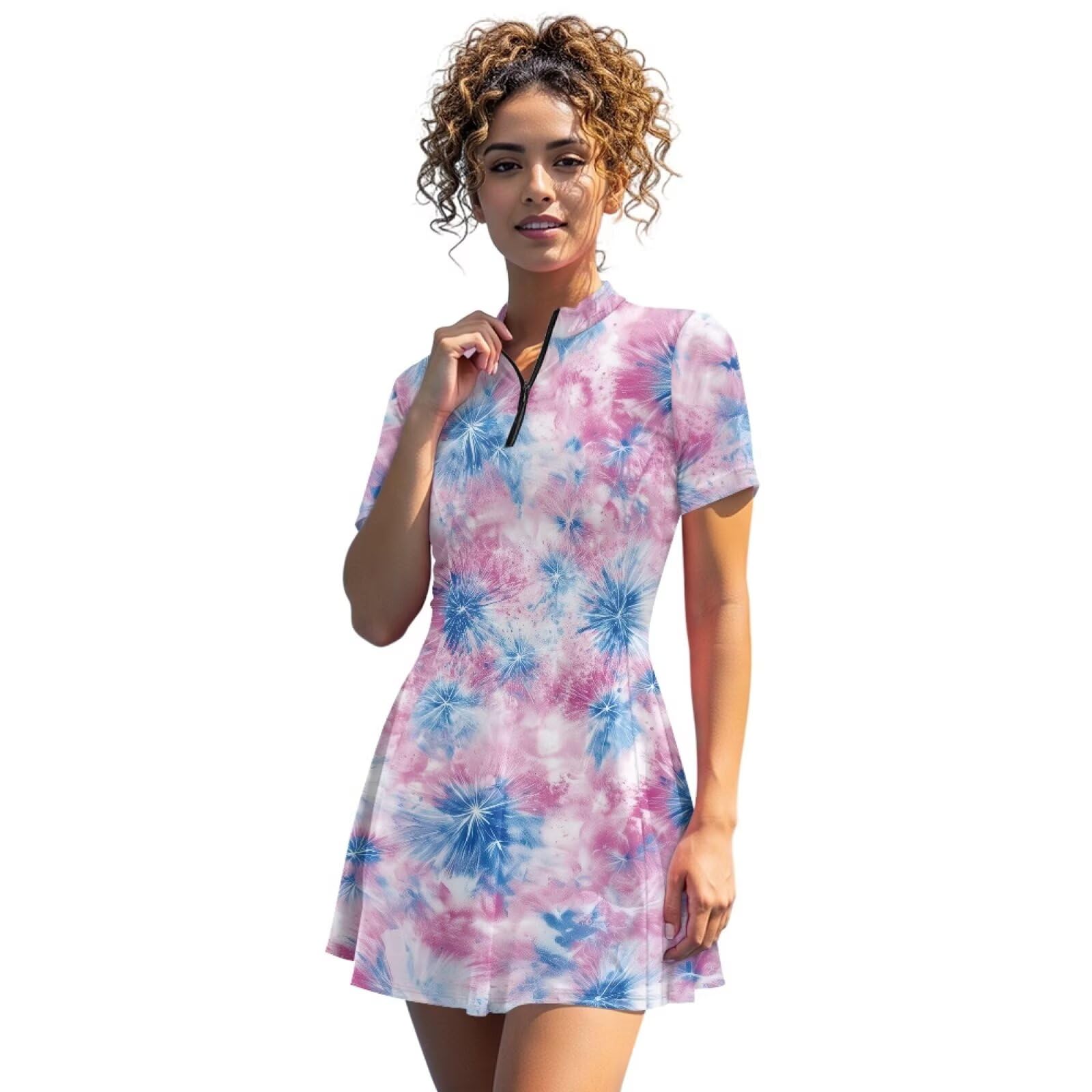 chaqlin Vestito da tennis da donna con pantaloncini, abito da tennis con risvolto da donna, skort sportivo, atletico, corsa, abiti estivi per le donne