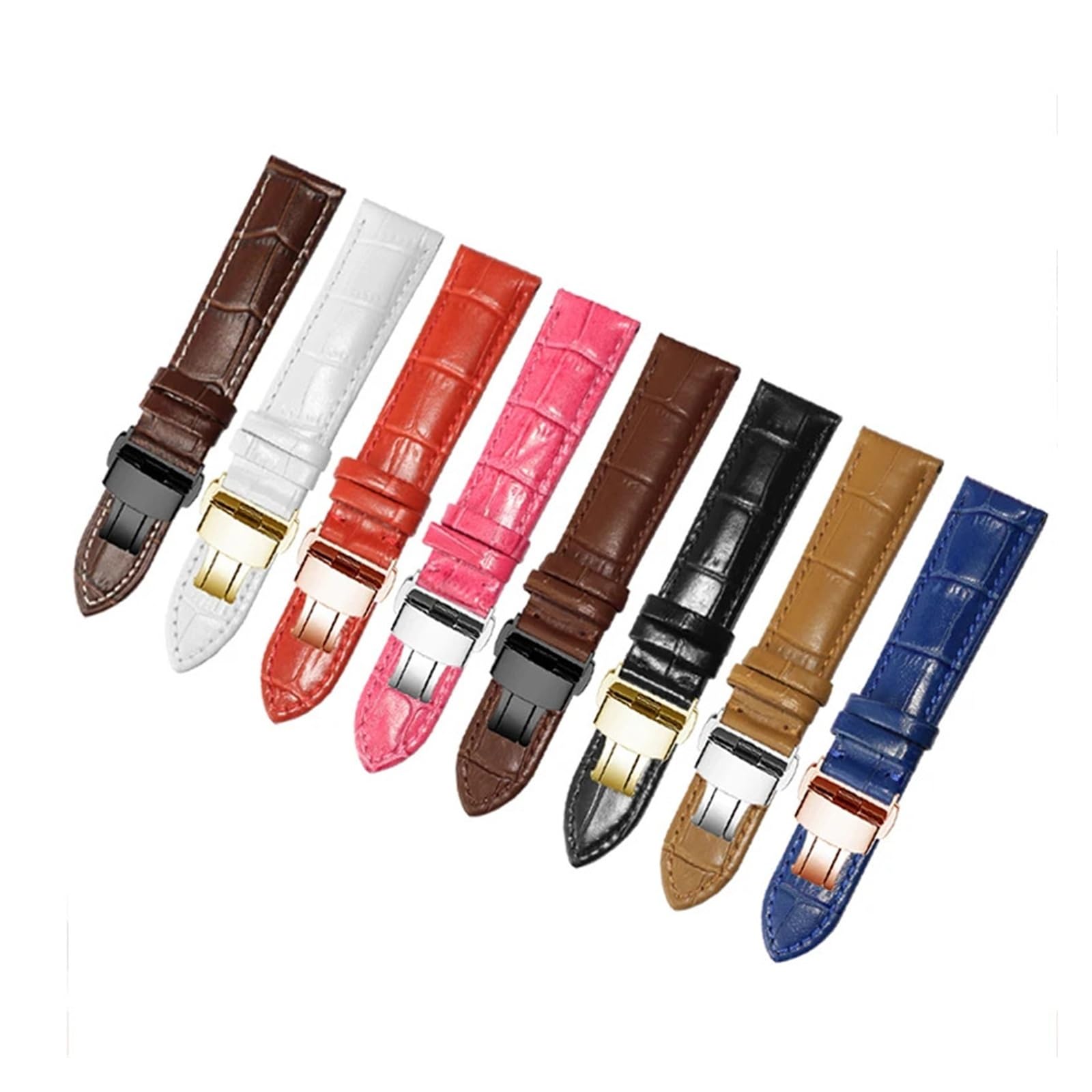 LUGEMA Bracelet De Montre En Cuir Véritable For Homme Et Femme, Boucle Aiguille, Chaîne Papillon