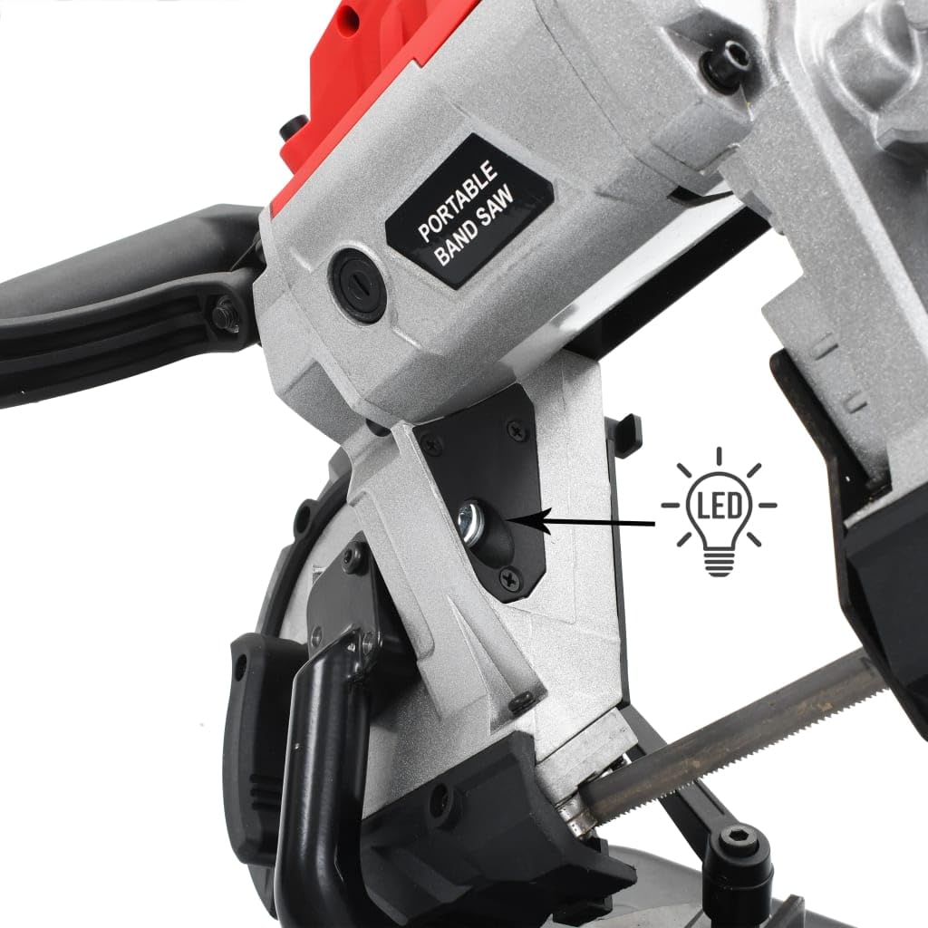 vidaXL Sega a Nastro con Base e Custodia Portatile Rapida Precisa Versatile Struttura Robusta Velocità Tavolo Inclinabile Saracco Seghetto in Acciaio