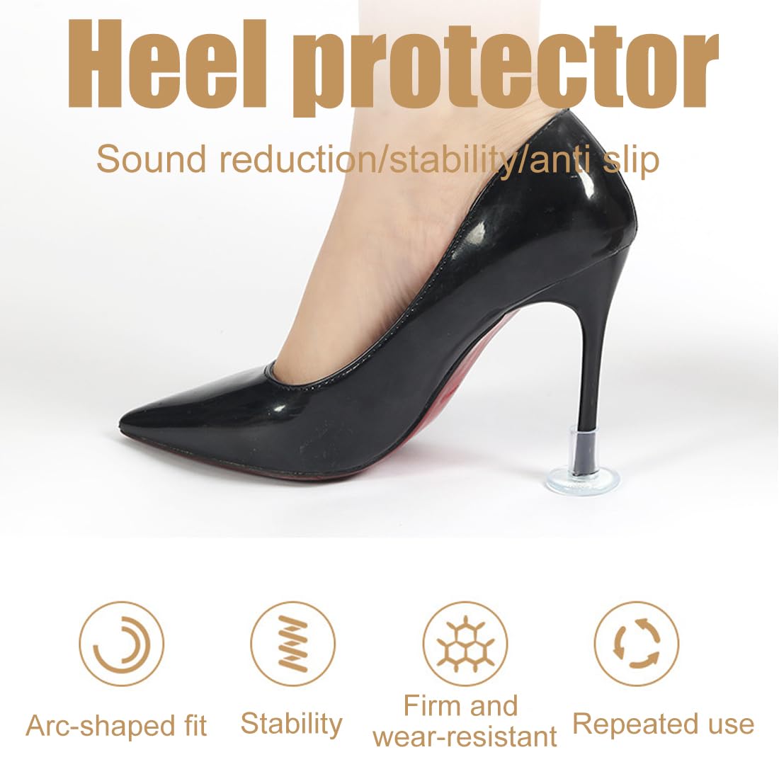 WeddHuis 5 Pares Protector de Tacón Alto Protectores de Zapatos de Mujer Tacos Tapones para Bodas Formal (S*2+M*2+L)