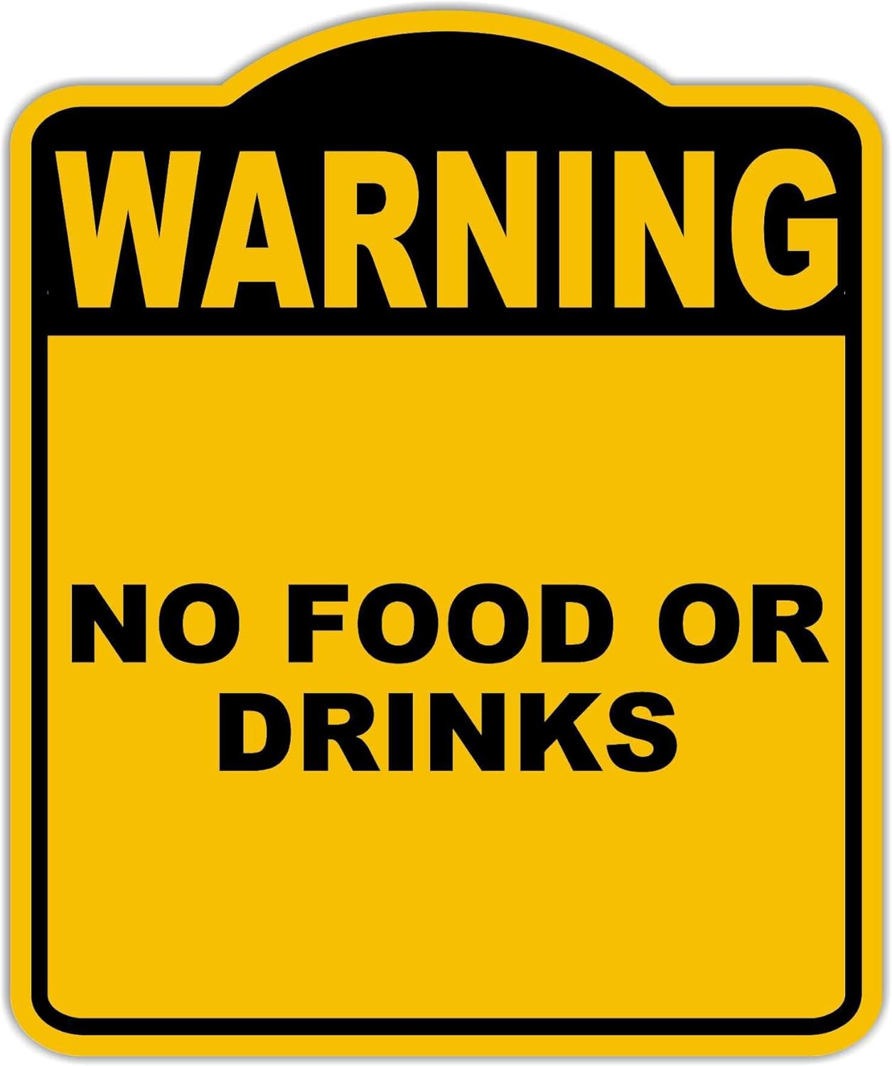 NO FOOD OR DRINKS Warning Yellow Black Aluminum Composite Sign 20 x 24 inches