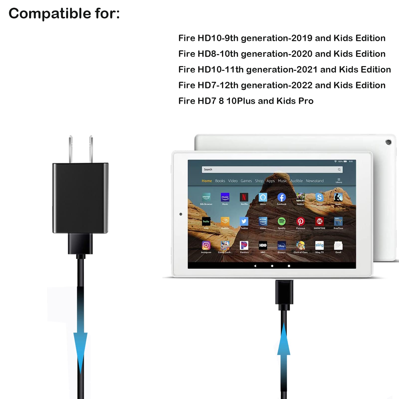 Amazon.co.jp: 5フィート 3A USB C 高速充電ケーブル Fire HD 10-11
