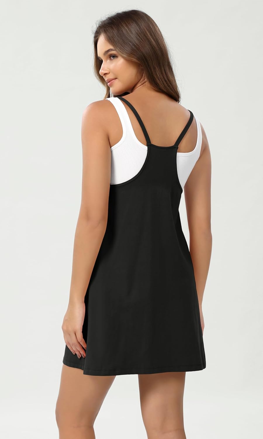 ODODOS Women's Purevibe Cotton Mini Dress with Pockets Strappy Racerback Cover Up Tank Dress (Shirts Not Included) - Image 4