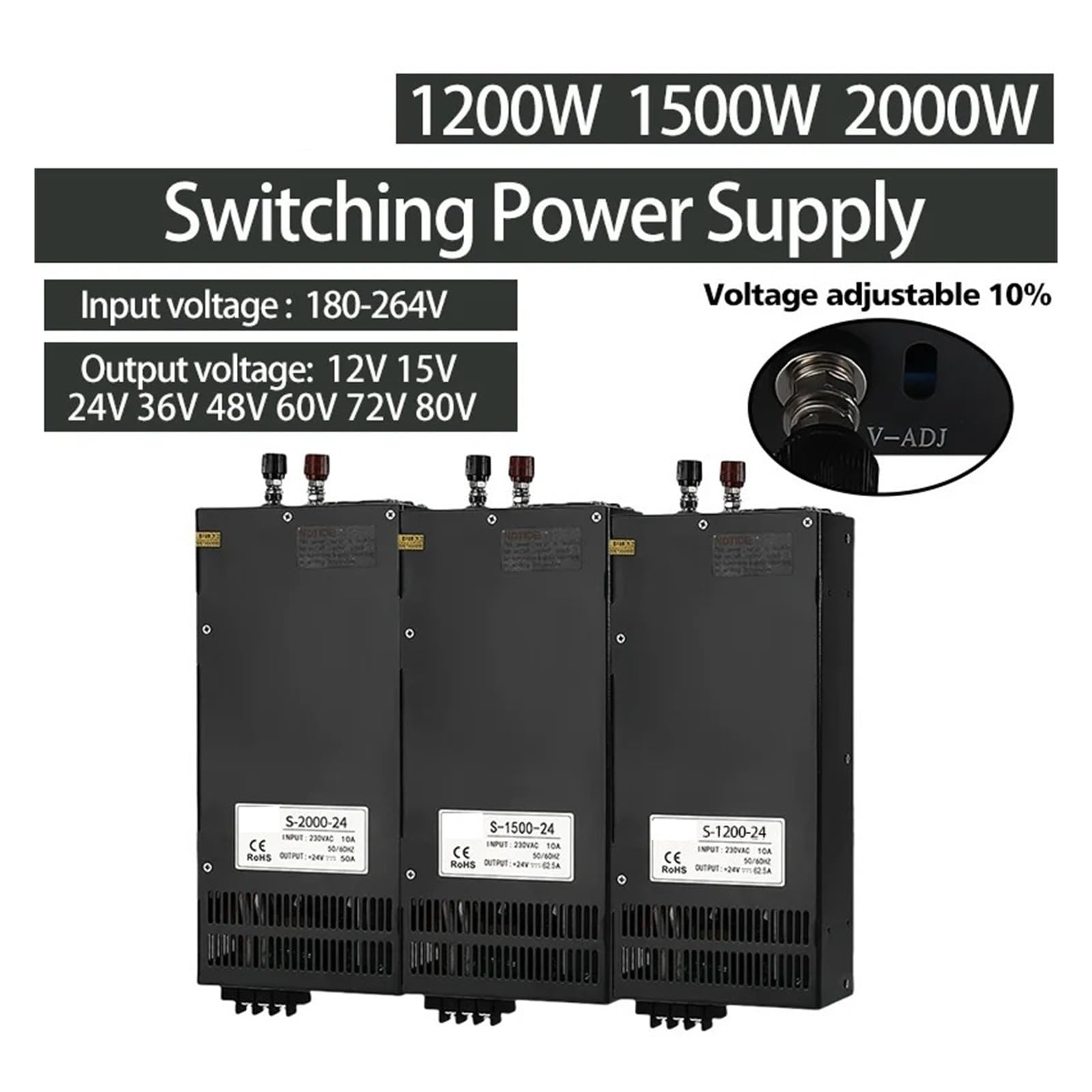 1 szt. 1,2/1,5/2 kW zasilacz impulsowy AC na DC przemysłowy