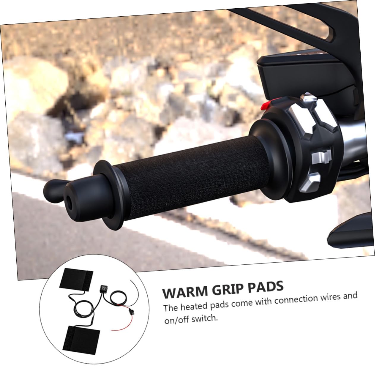 CALLARON Poignée Chauffante pour Moto 12v, Coussin Chauffant Adhésif Grips, Noir, Fils de Connexion, Garde les Mains au Chaud