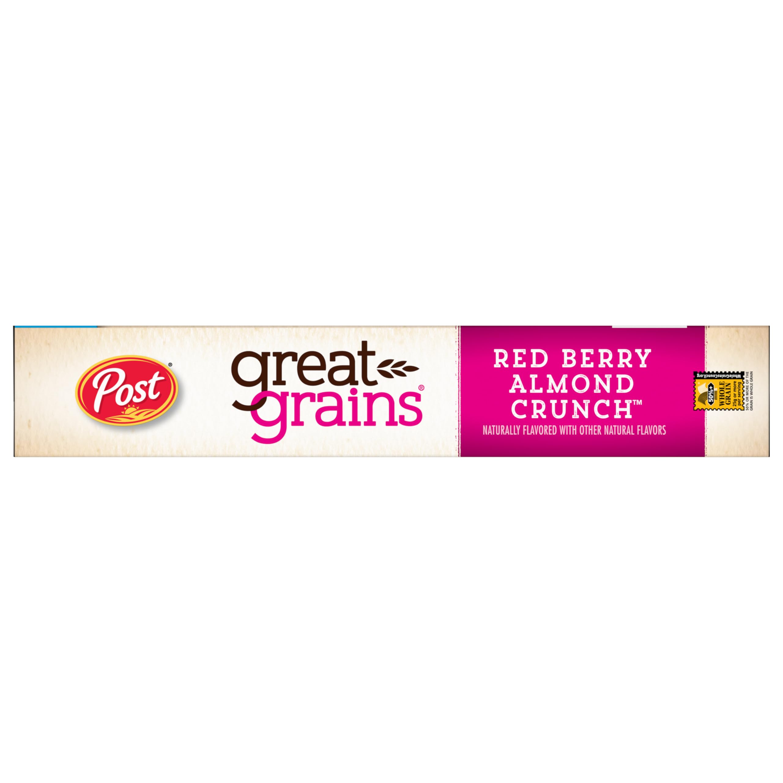 Great Grains Red Berry Almond Crunch Cereal, Strawberry Cereal with Granola Clusters and Sliced Almonds, Non-GMO Project Verified, 13 OZ Box