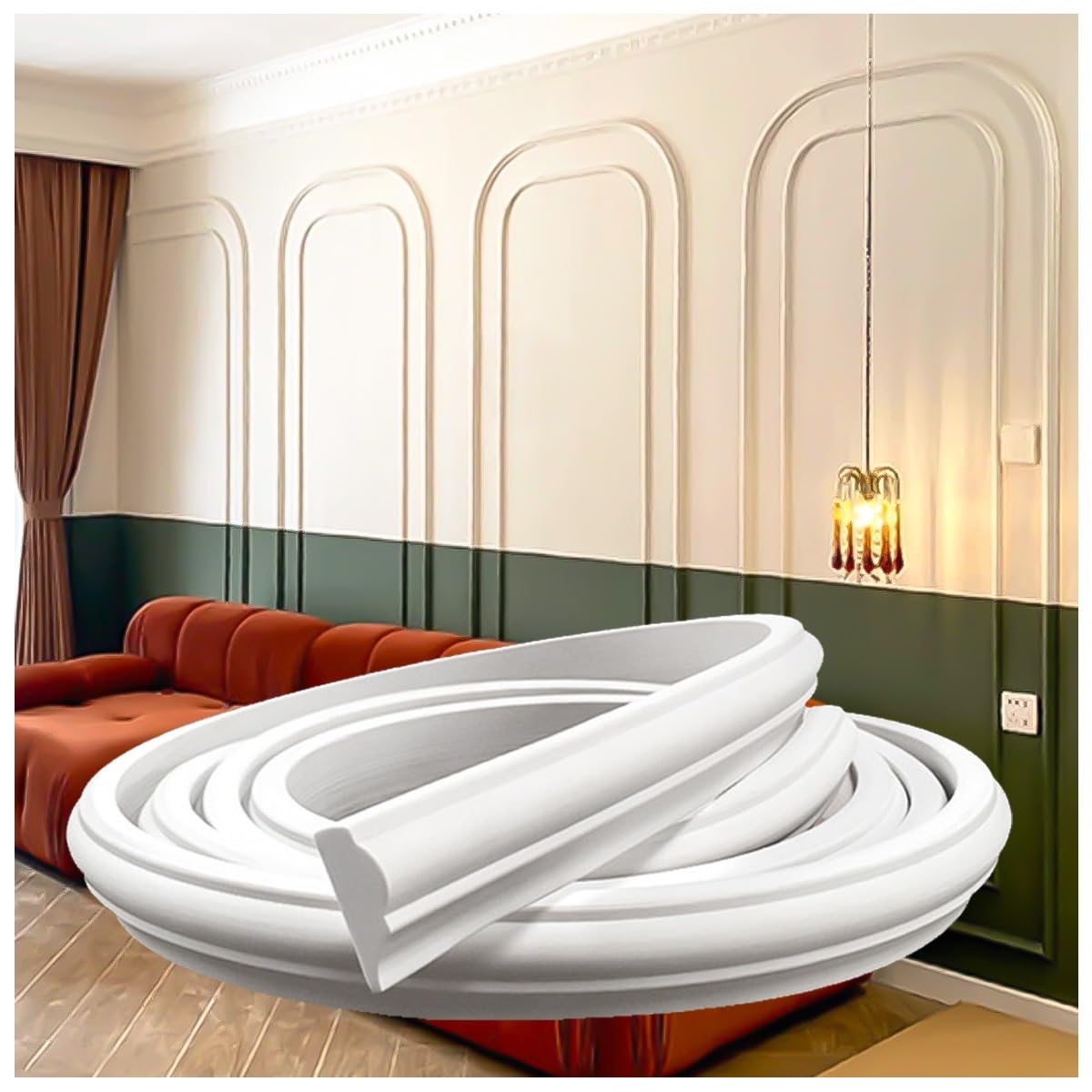 YDHSIKK Wall Trim Arch Kit, Arch Wall Molding Kit PVC 3.3-32.8 ft Pre Cut Trim(W 5cm(2"),L 5m/16.4ft)