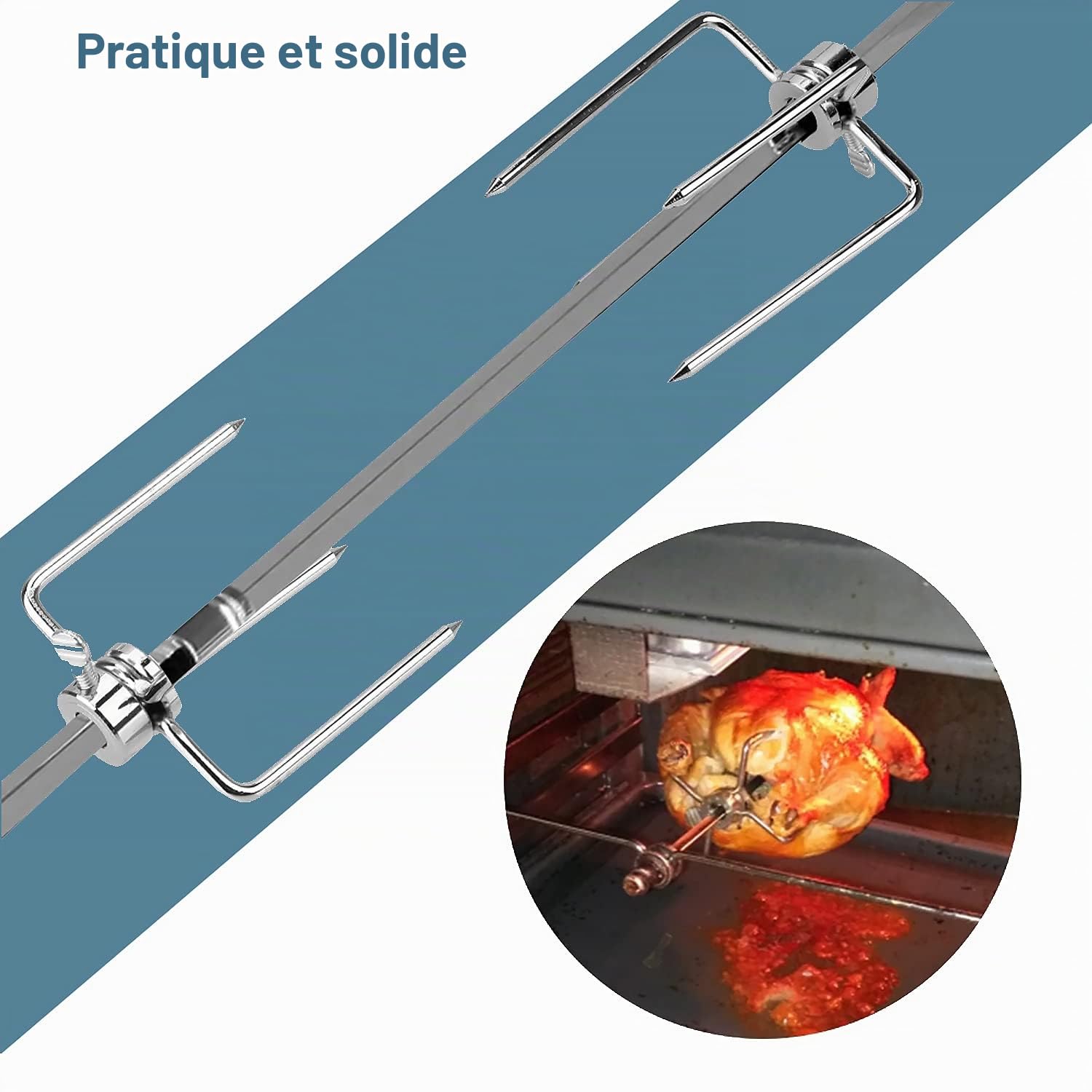 Fourche pour Broche de Four Diamètre 10mm avec Vis de Blocage et Couvercle de Protection Rouge