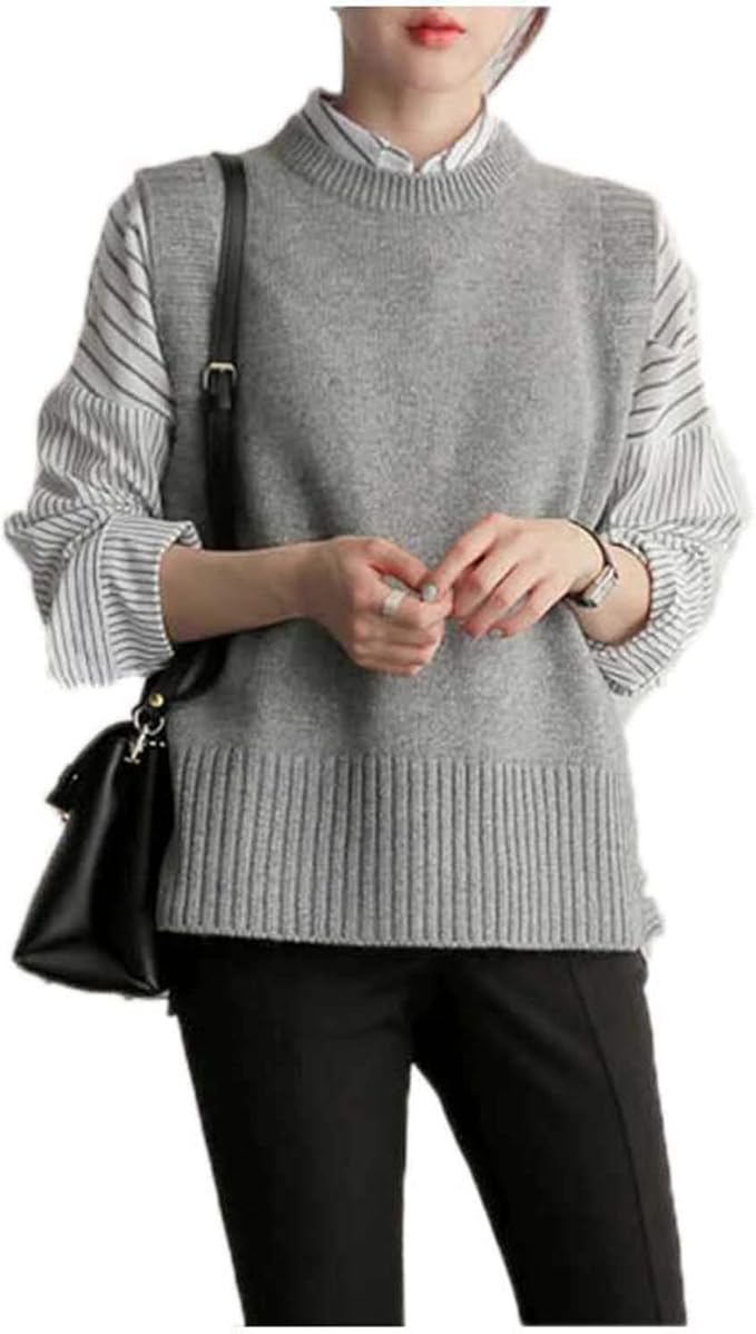 Spring Autumn Wool Sweater Vest Women Sleeveless ONeck Knitted Vest