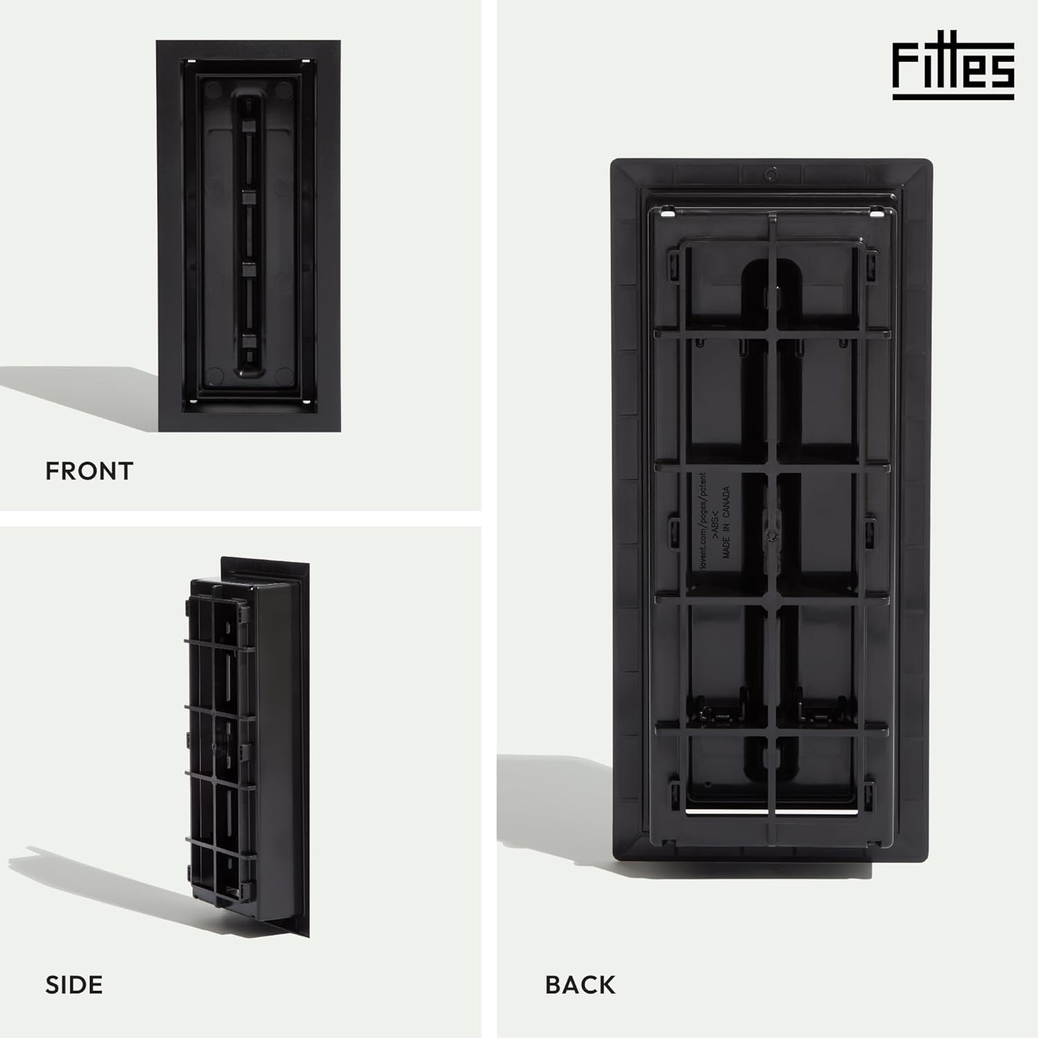 Matte Black 4" x 10" ABS Plastic Floor Register