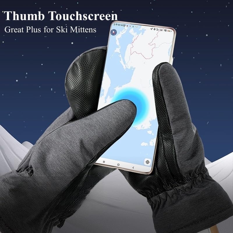 Waterproof Ski Mittens Ski Glove for Women Men Youth Winter Cold Weather Snow Gloves with Hands Warmer Zipper Pocket - Image 5