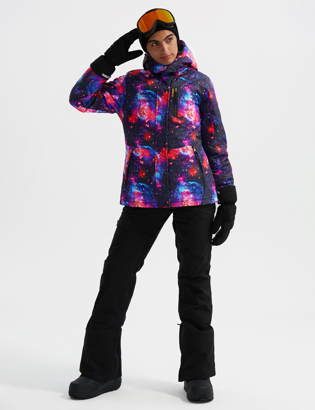 GEMYSE Donna Giacca da Sci impermeabile montagna Giacche Pile invernale antivento Cappotto con Cappuccio