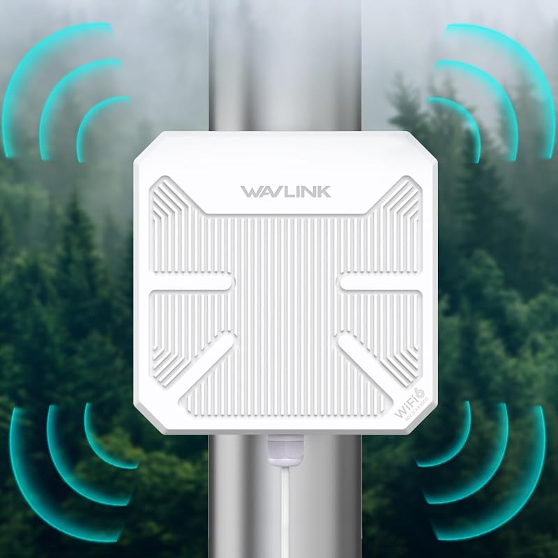 WAVLINK AX3000 Outdoor WiFi 6 Extender, Dual Band Long Range WiFi | Wireless Access Point with PoE, 3KM PtP Transmission, IP67 Weatherproof, Supports Up to 256 Devices for Farm, Commercial Use