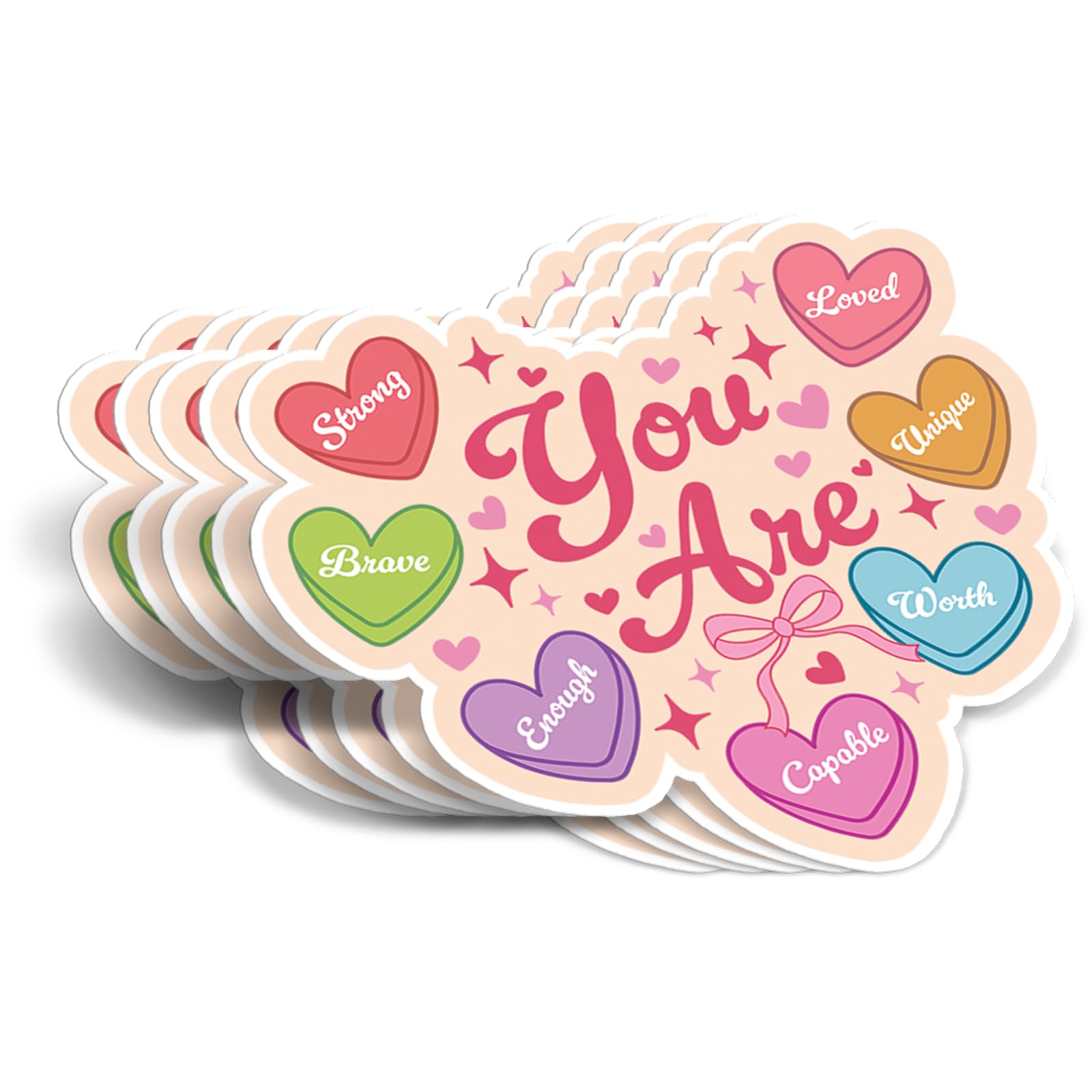 (5Pcs) You are Loved Waterproof Sticker Christian Vinyl Decal Adult for Laptop Kindle Tumbler Water Bottle Mug Phone Helmet - Size 3”x2.7”