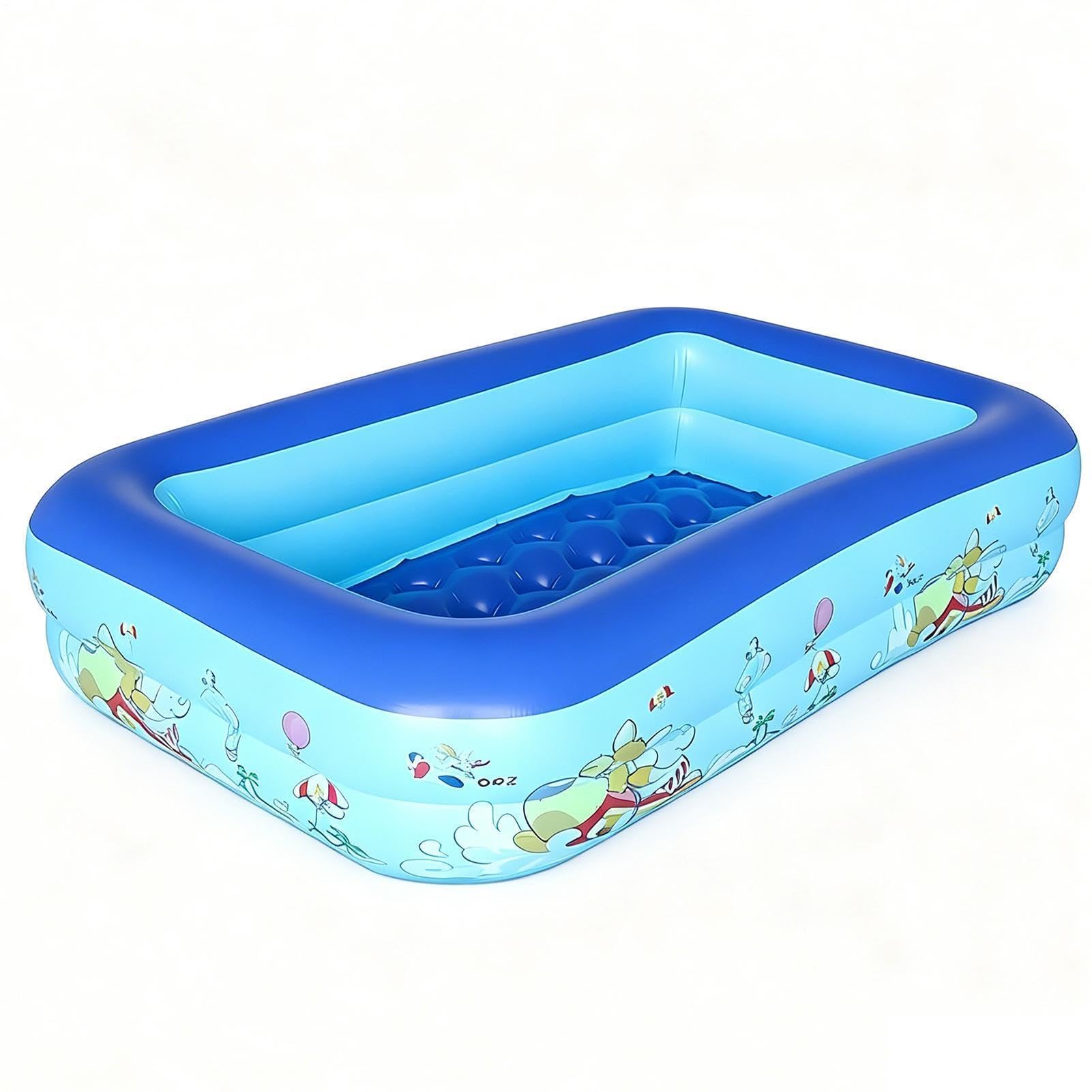 Rectangular Inflatable Swimming Pool, Durable Thickened Design, Oversized Family Splash Pool, Portable Quick Inflating Water for Garden Indoor Outdoor Lawn Party