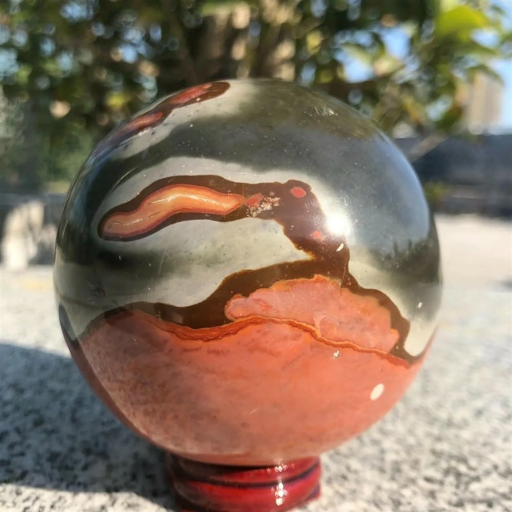 YZWRWRMKTB Stone Sea Jade Quartz Sphere Landscape Scenery Ocean Jasper Ball Crystal Ornaments Decorative Stones for Collect(7-8cm)